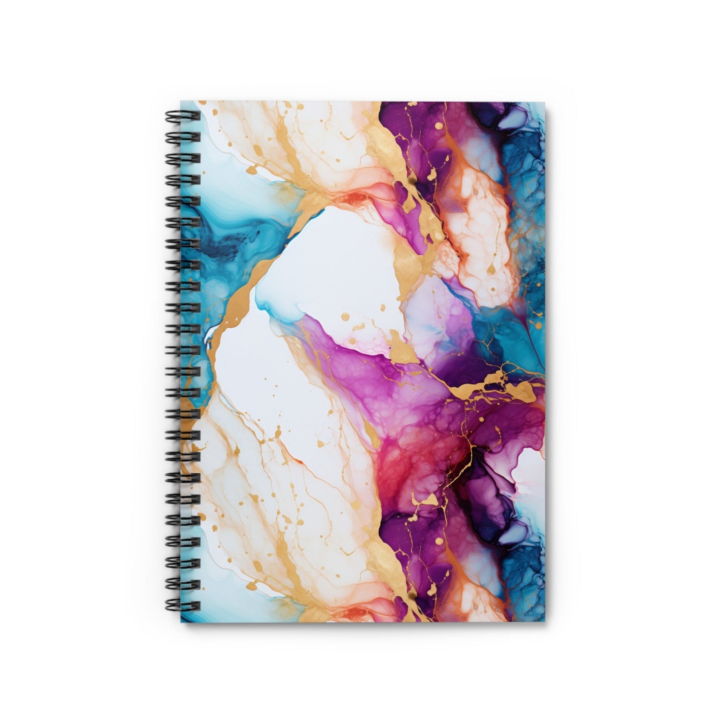 Alcohol Ink Notebook - Ruled Line Spiral Design