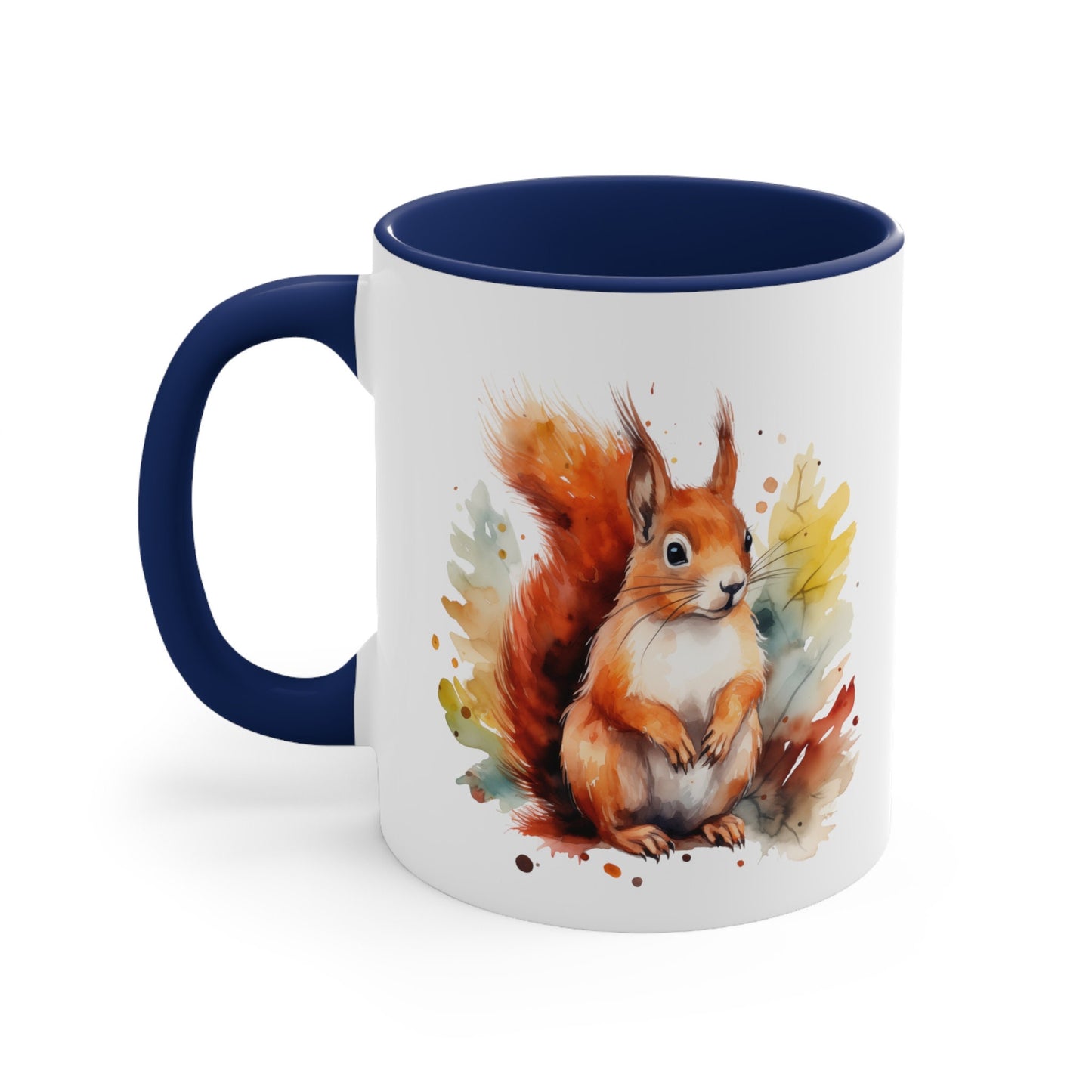 11oz Ceramic Squirrel Mug - Watercolor Design - Unique Artistic Drinkware