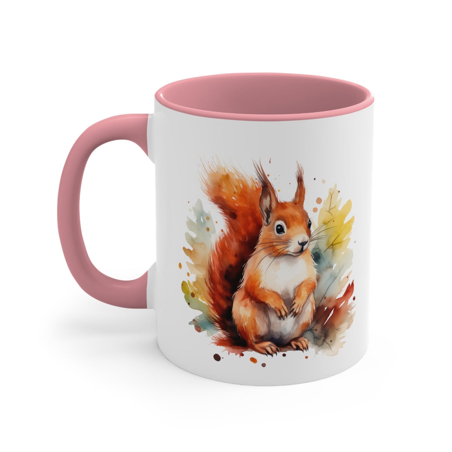 11oz Ceramic Squirrel Mug - Watercolor Design - Unique Artistic Drinkware