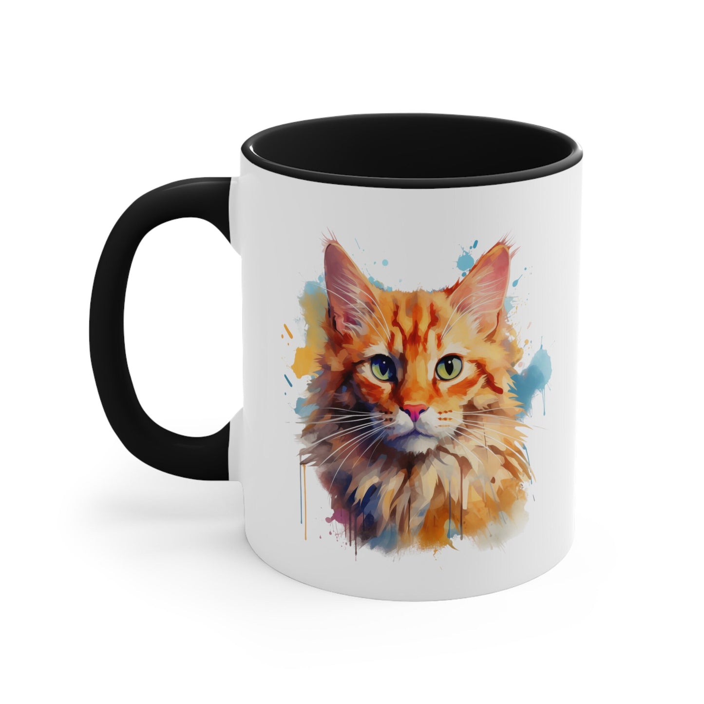 11oz Watercolor Cat Mug - Unique Ceramic for Kitty Lovers