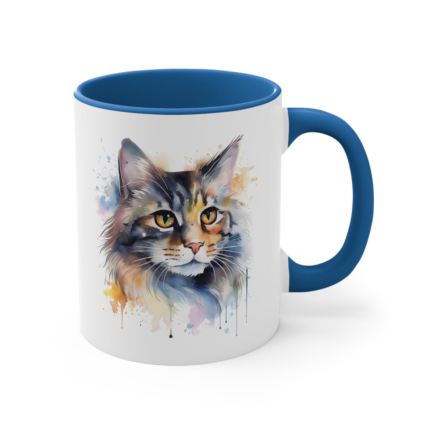 11oz Watercolor Grey Cat Mug - Perfect for Kitty Lovers - Handcrafted Ceramic - TM