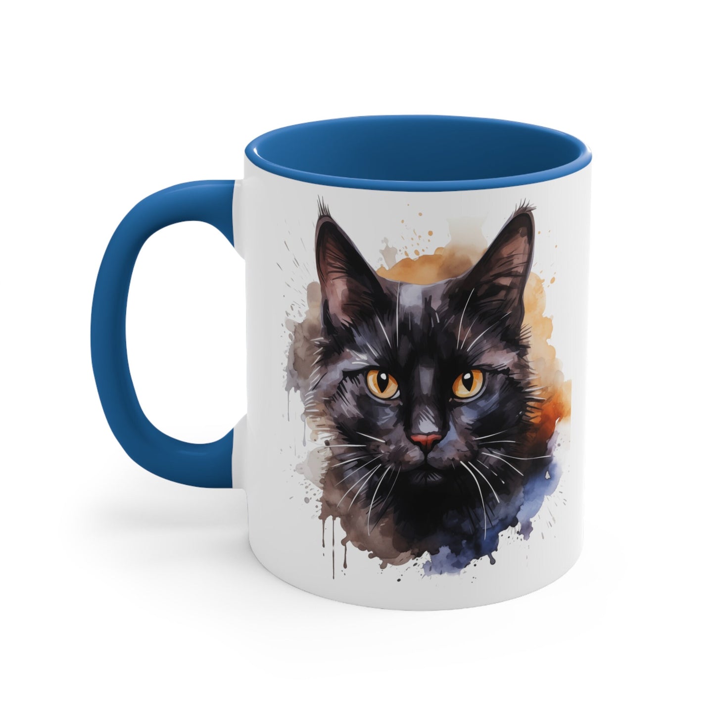 Art Lovers Ceramic Watercolor Black Cat Mug - 11oz