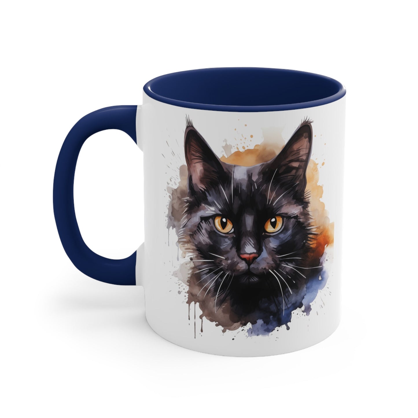 Art Lovers Ceramic Watercolor Black Cat Mug - 11oz