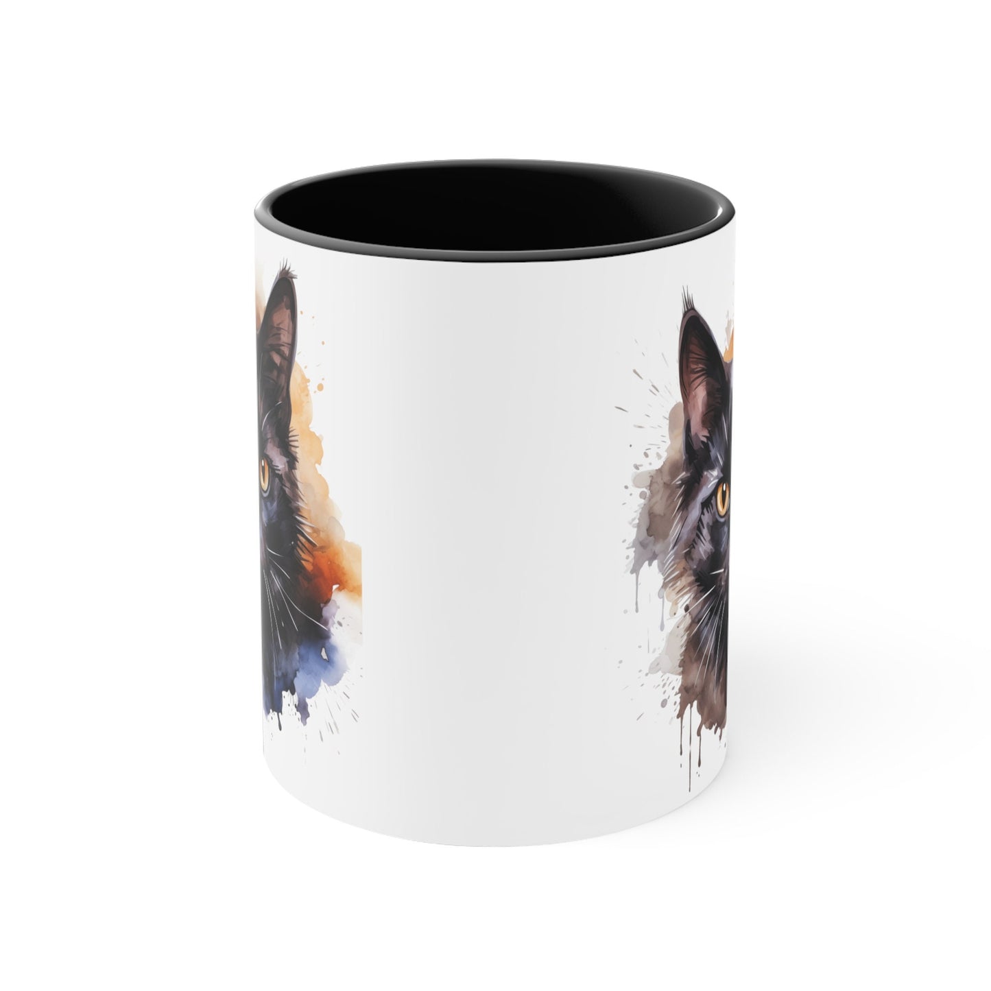 Art Lovers Ceramic Watercolor Black Cat Mug - 11oz