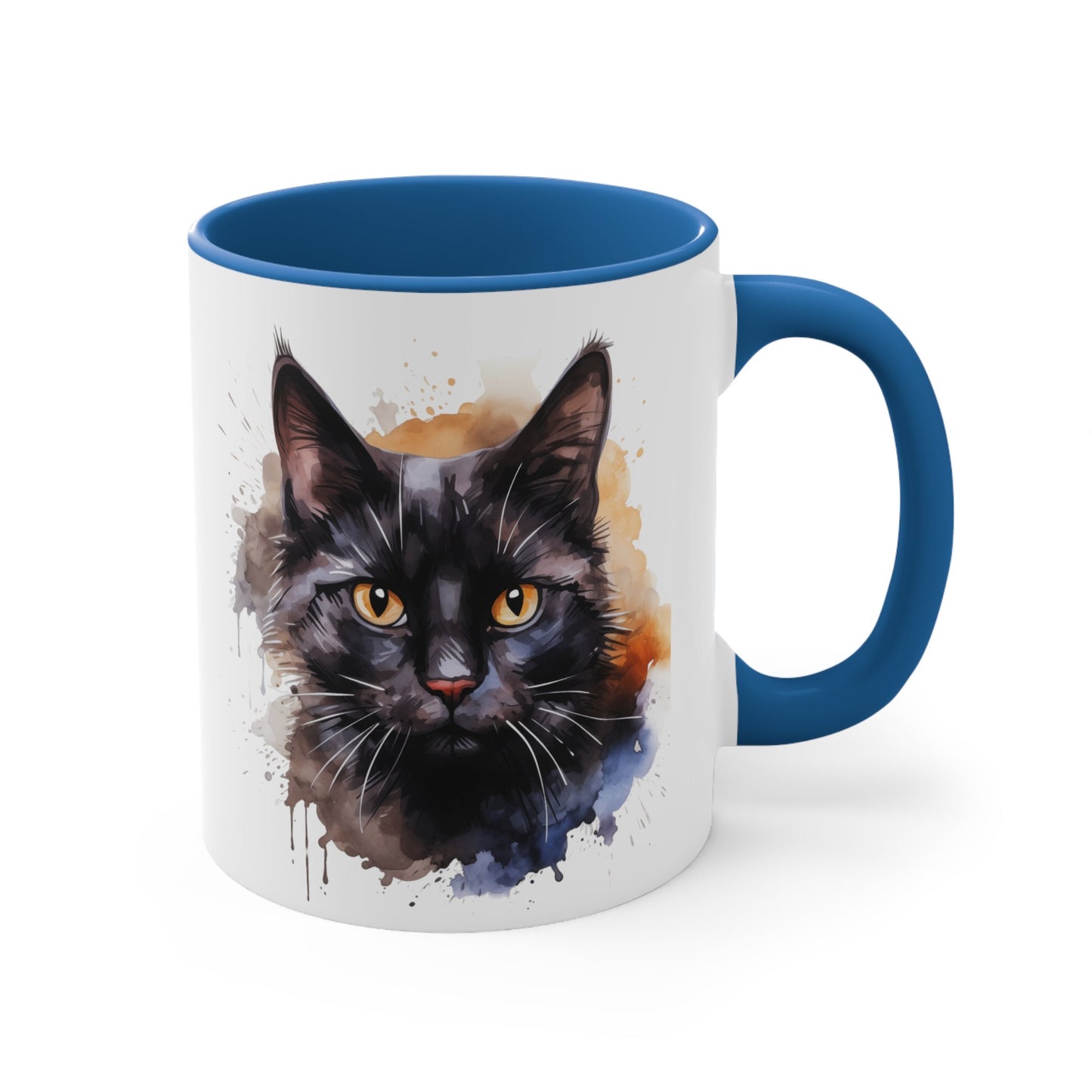 Art Lovers Ceramic Watercolor Black Cat Mug - 11oz
