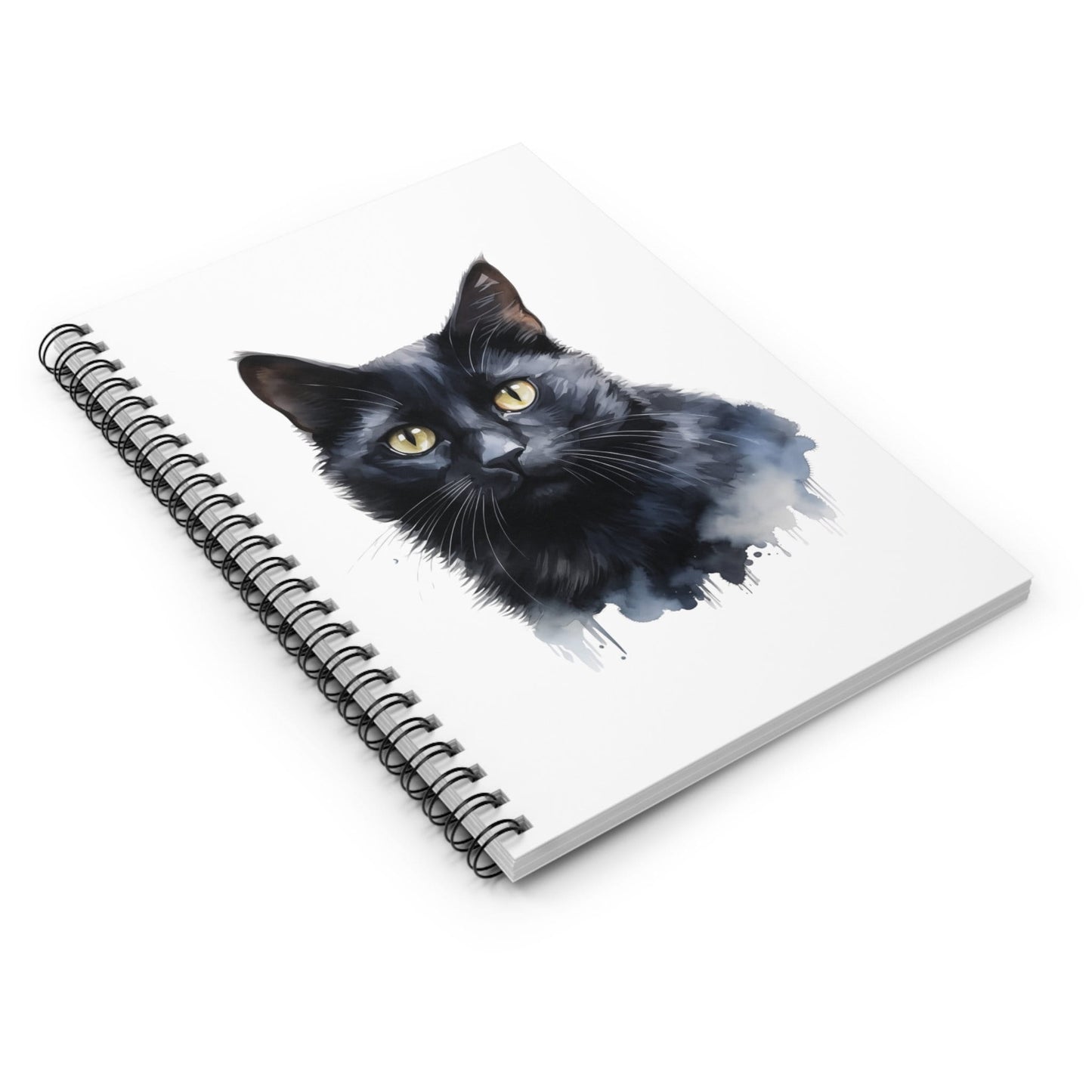 Black Cat Watercolor Journal - Perfect for Creative Writing - Spiral Ruled Notebook