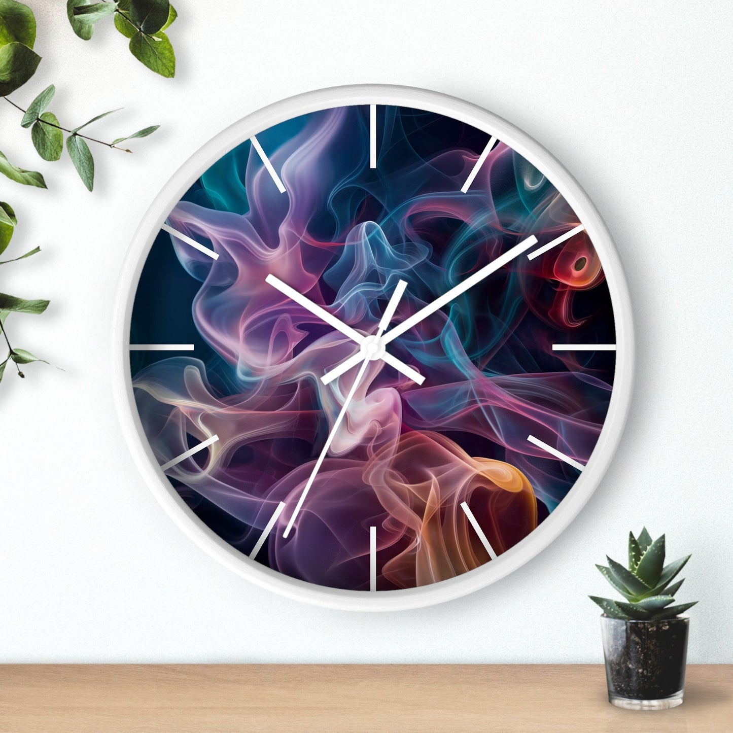 Artistic Golden Wisps and Smoke Wall Clock