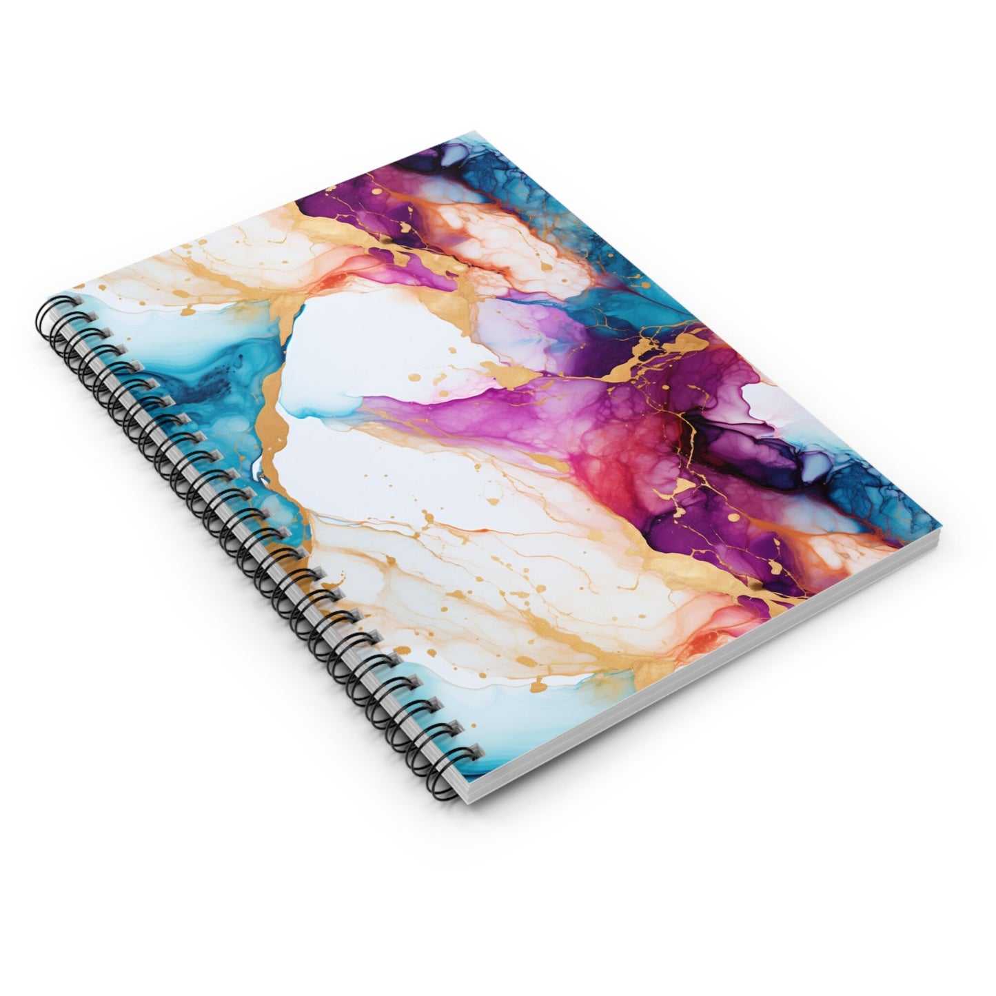 Alcohol Ink Notebook - Ruled Line Spiral Design