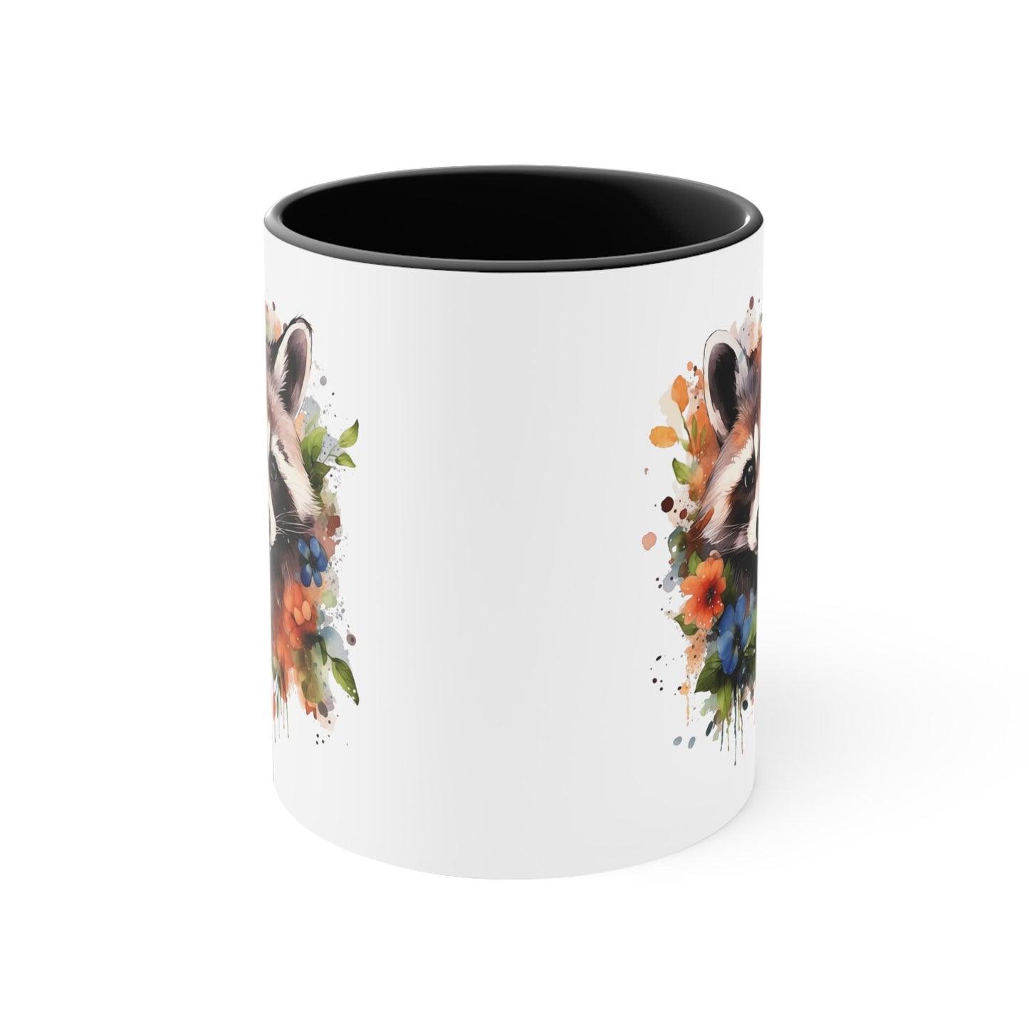 11oz Handmade Raccoon Mug with Watercolor Art - Ceramic Cup for Coffee and Tea