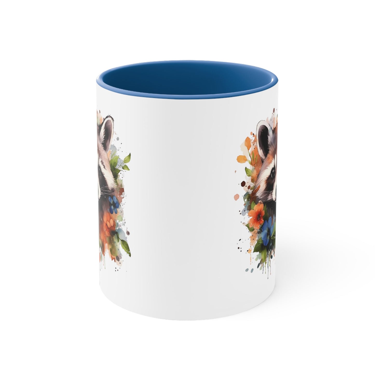 11oz Handmade Raccoon Mug with Watercolor Art - Ceramic Cup for Coffee and Tea