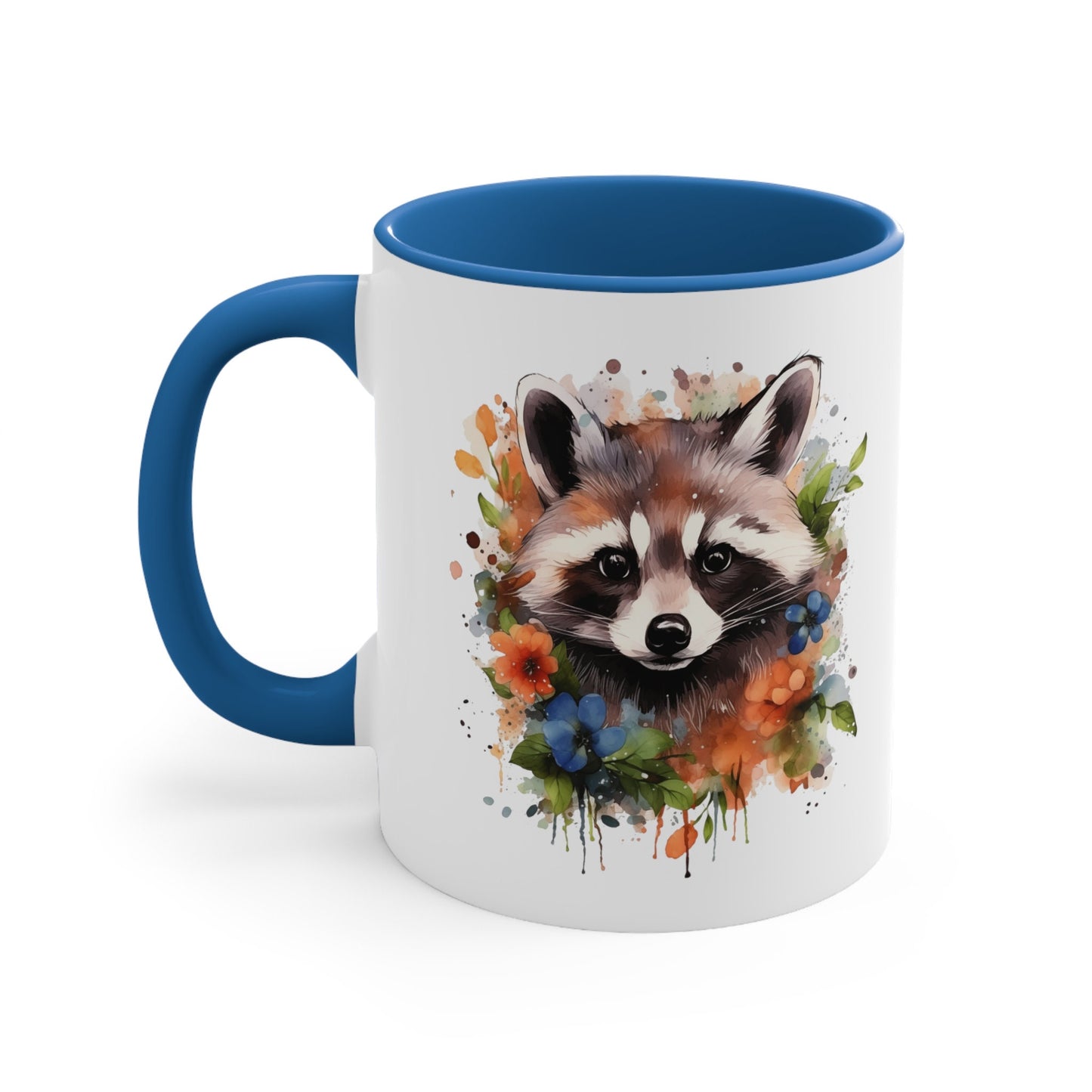 11oz Handmade Raccoon Mug with Watercolor Art - Ceramic Cup for Coffee and Tea