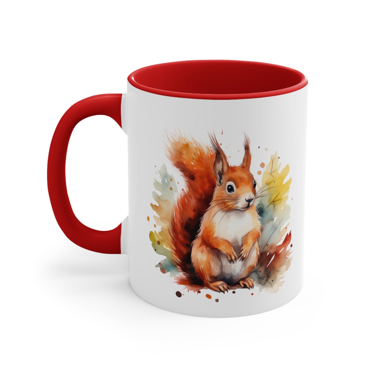 11oz Ceramic Squirrel Mug - Watercolor Design - Unique Artistic Drinkware