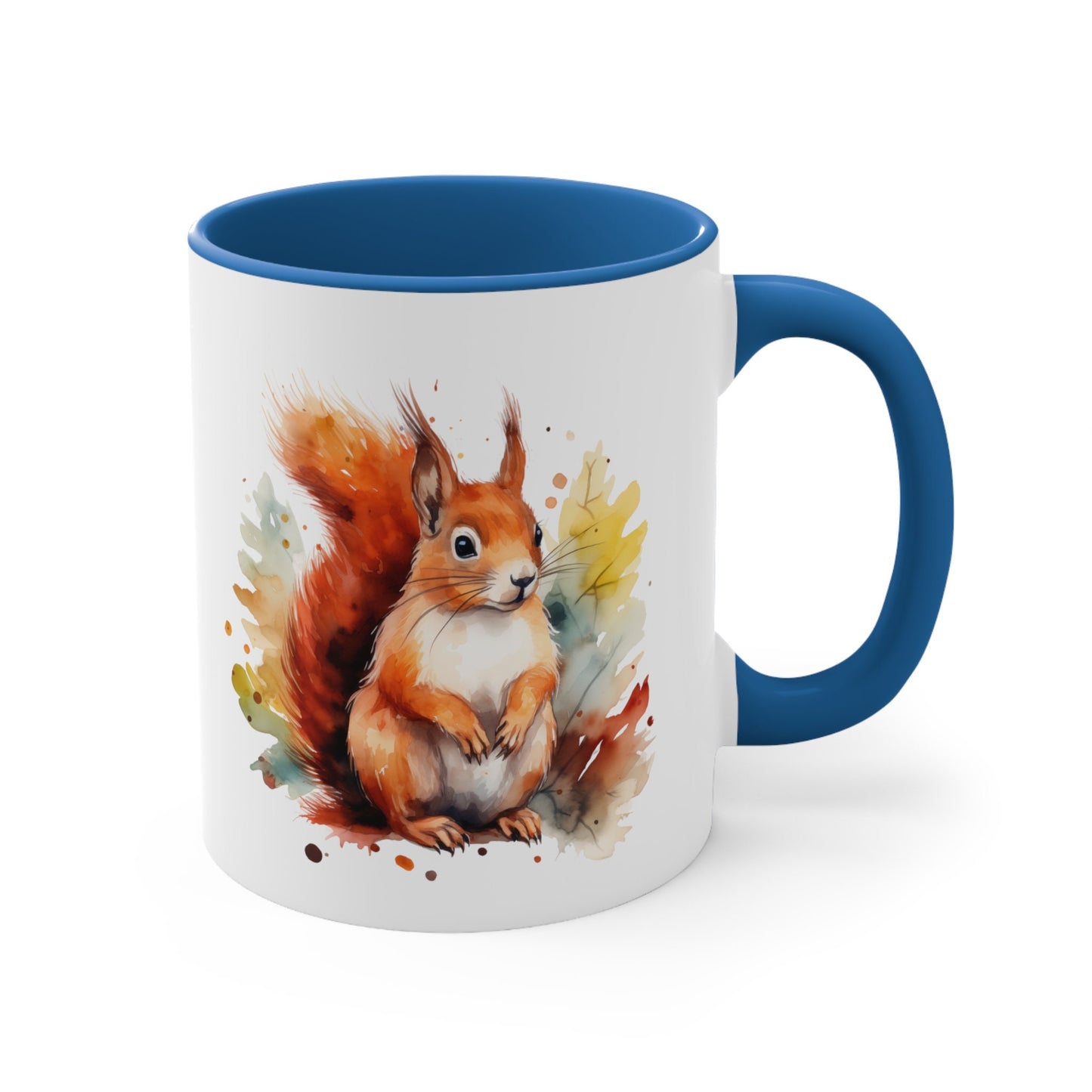 11oz Ceramic Squirrel Mug - Watercolor Design - Unique Artistic Drinkware
