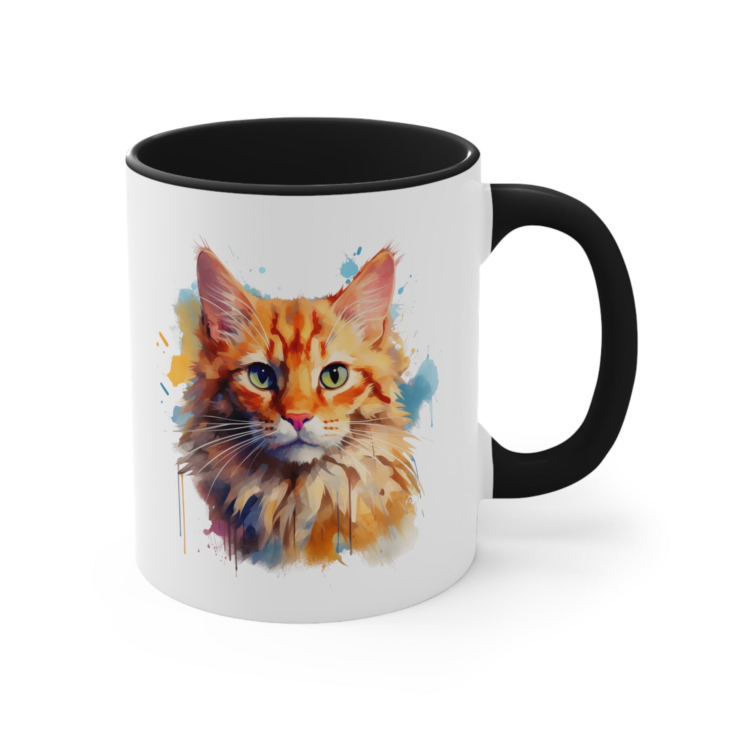 11oz Watercolor Cat Mug - Unique Ceramic for Kitty Lovers