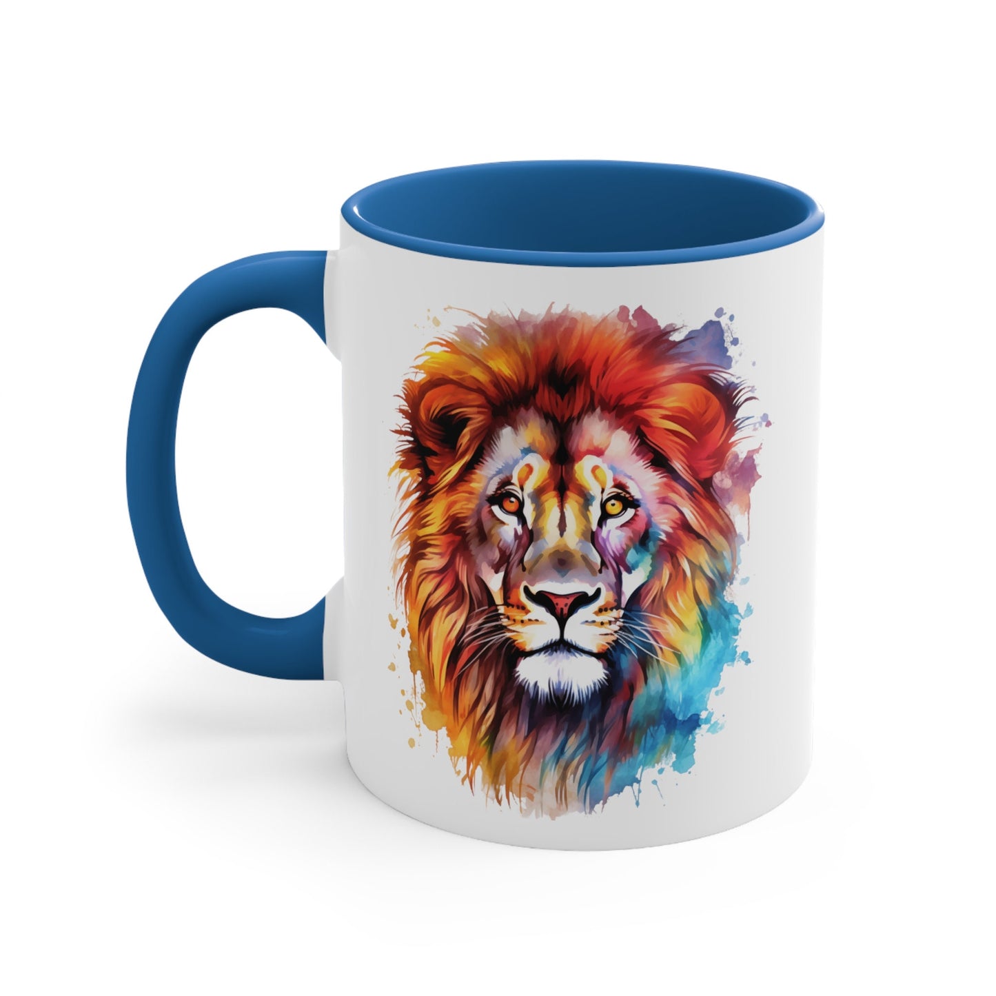 Artistic Ceramic Lion Mug - 11oz Watercolor Design for Art Lovers