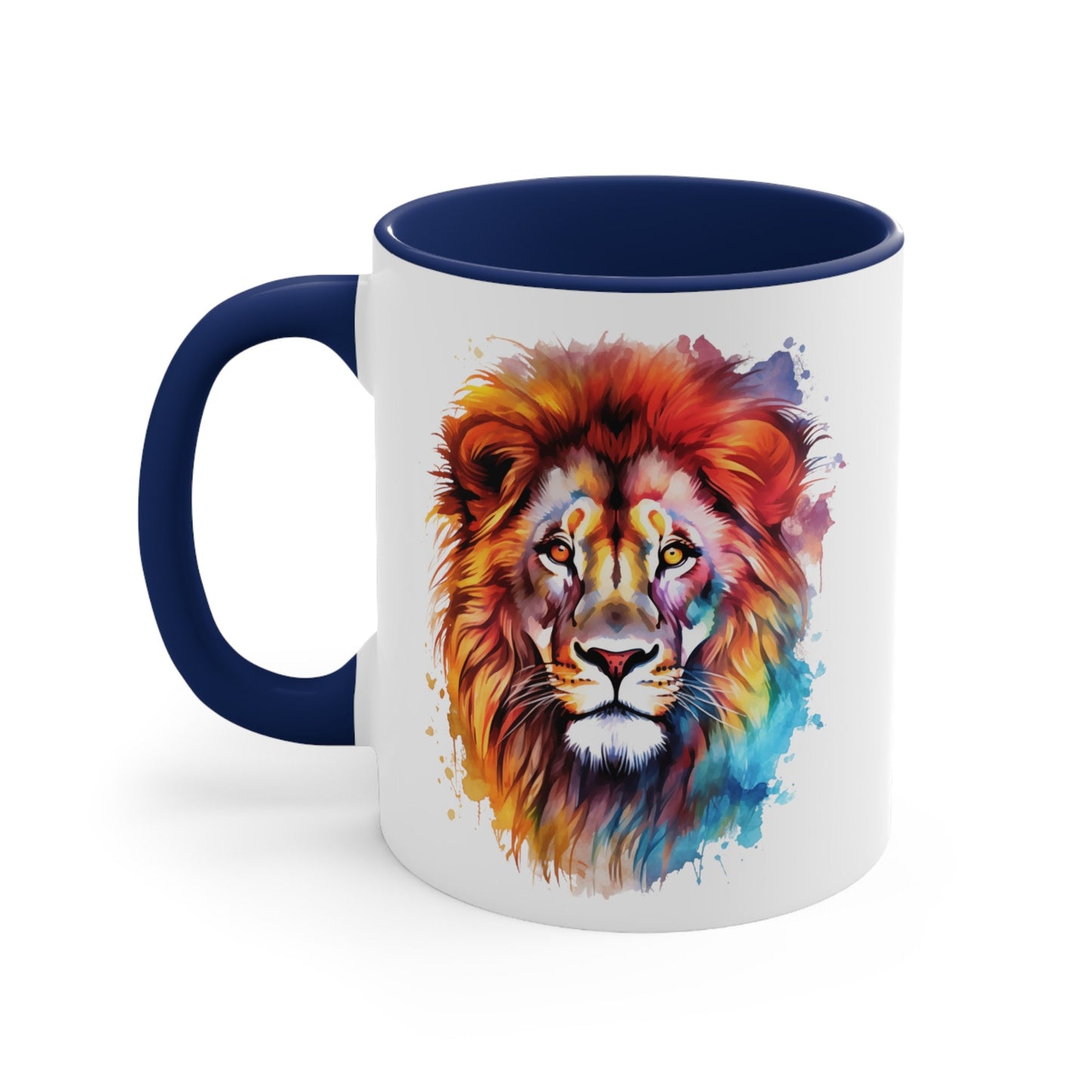 Artistic Ceramic Lion Mug - 11oz Watercolor Design for Art Lovers