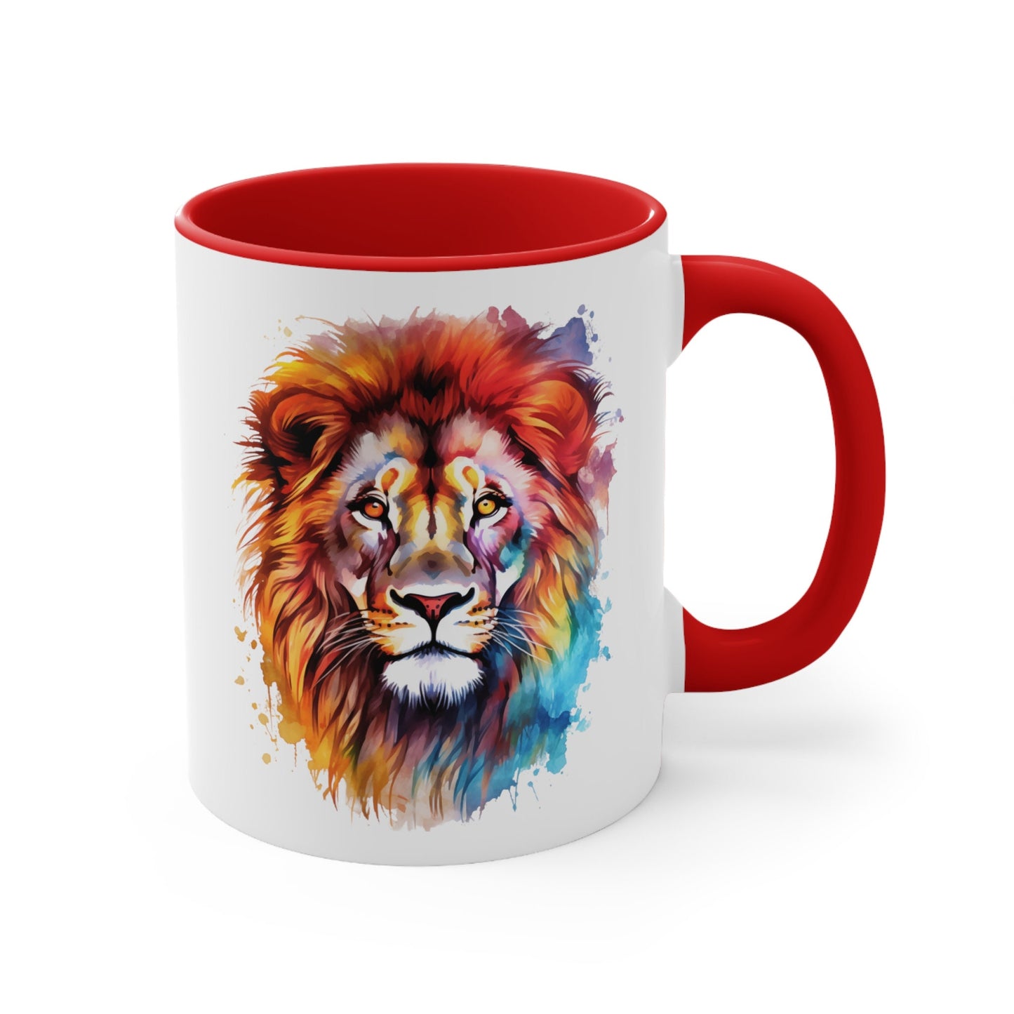 Artistic Ceramic Lion Mug - 11oz Watercolor Design for Art Lovers