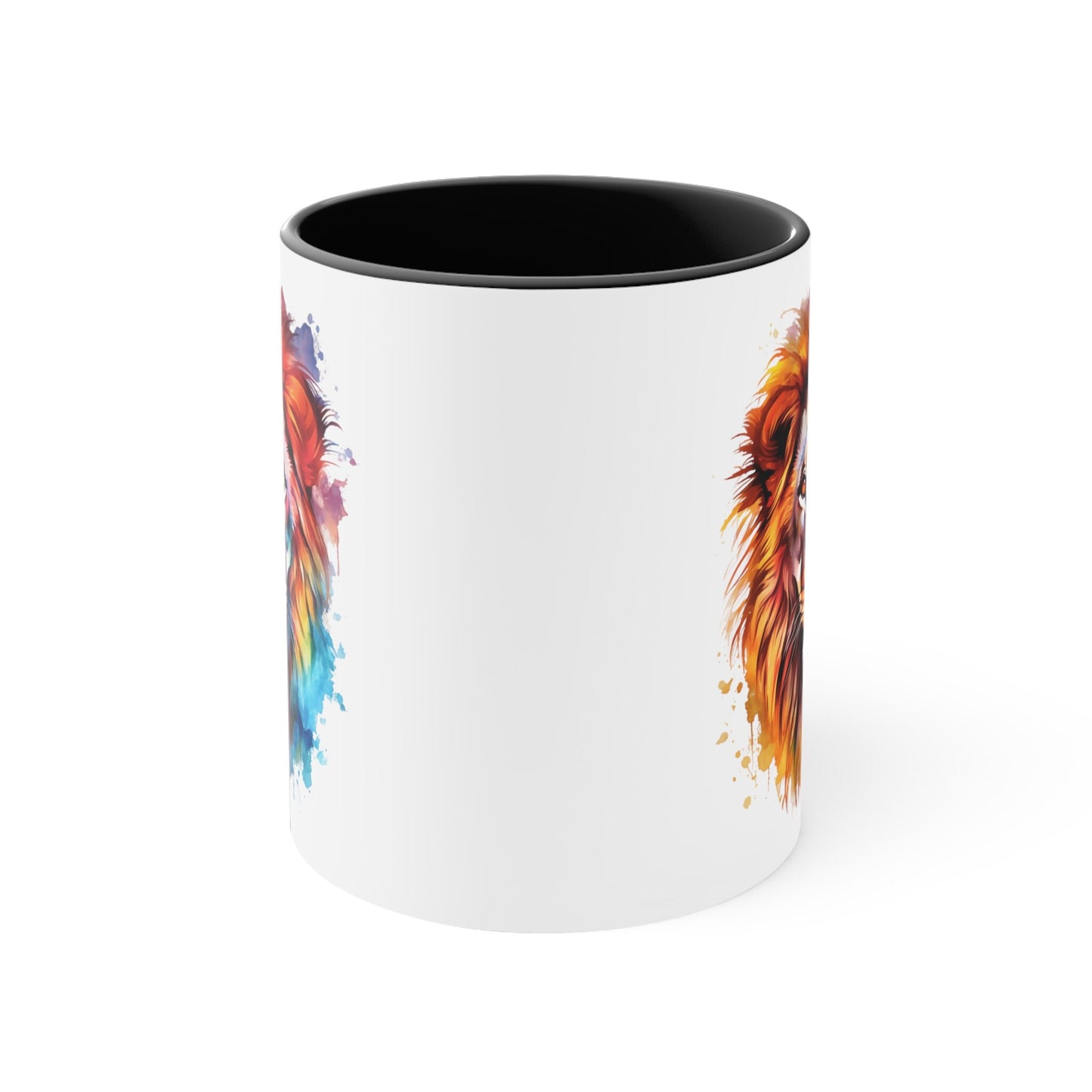 Artistic Ceramic Lion Mug - 11oz Watercolor Design for Art Lovers