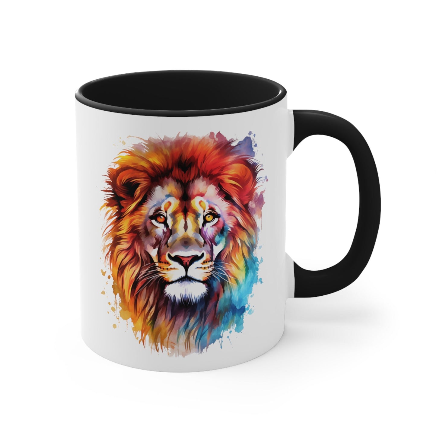 Artistic Ceramic Lion Mug - 11oz Watercolor Design for Art Lovers