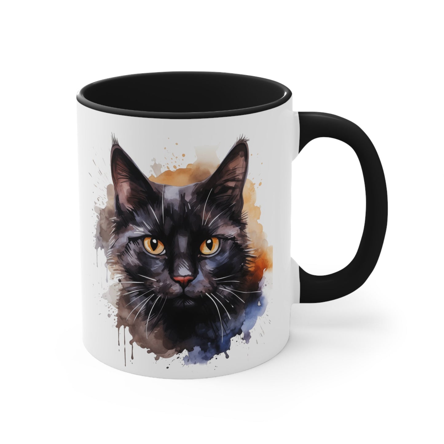 Art Lovers Ceramic Watercolor Black Cat Mug - 11oz