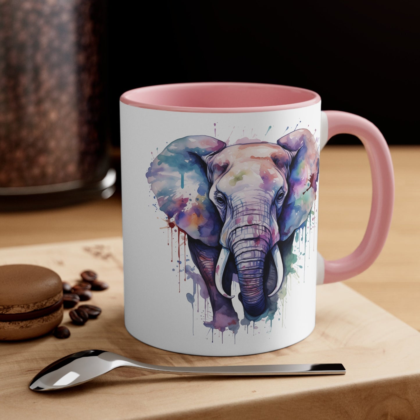11oz Ceramic Watercolor Elephant Mug Home Decor Essential Hand-Painted Unique Design
