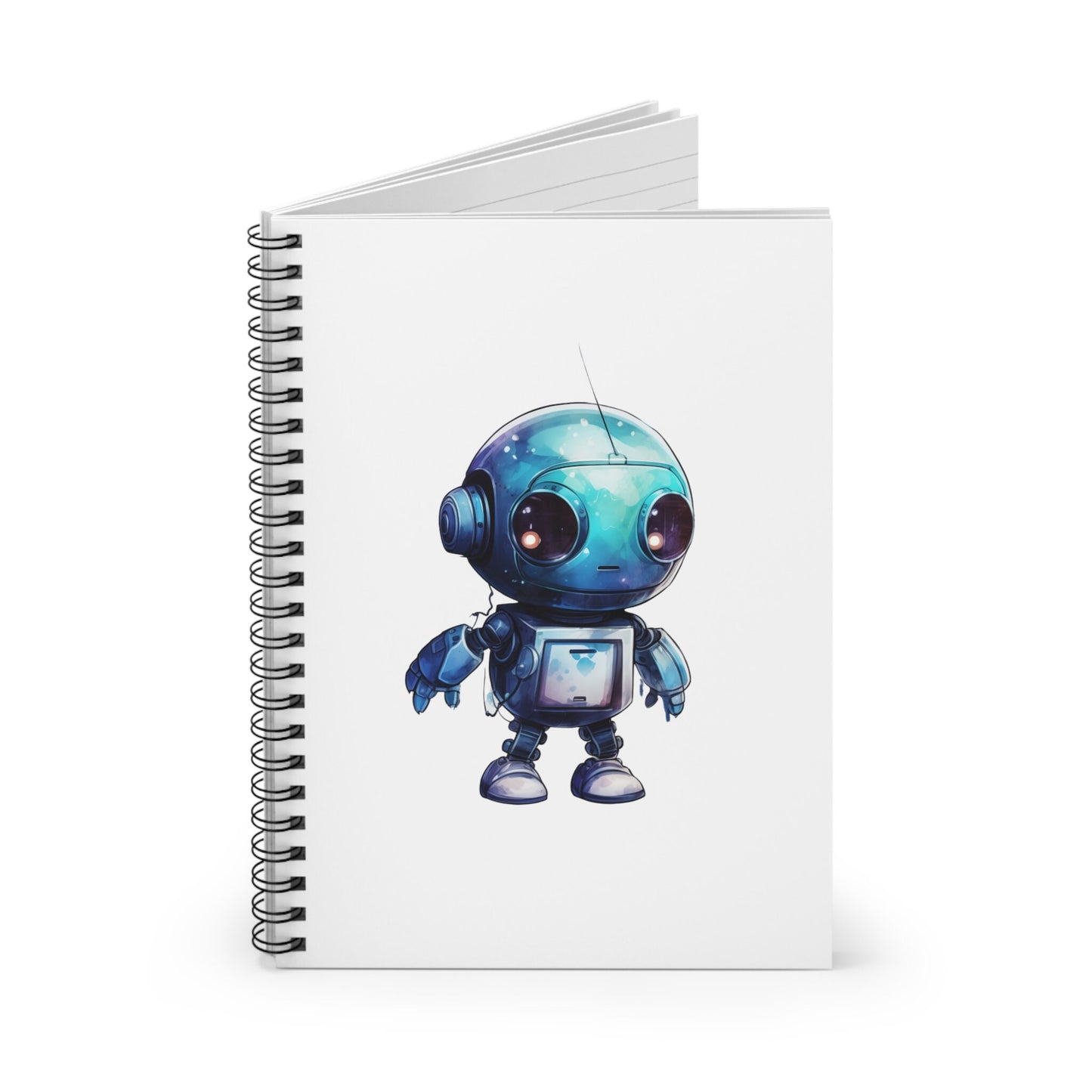 Adorable Robot Watercolor Spiral Journal - Perfect for Creatives