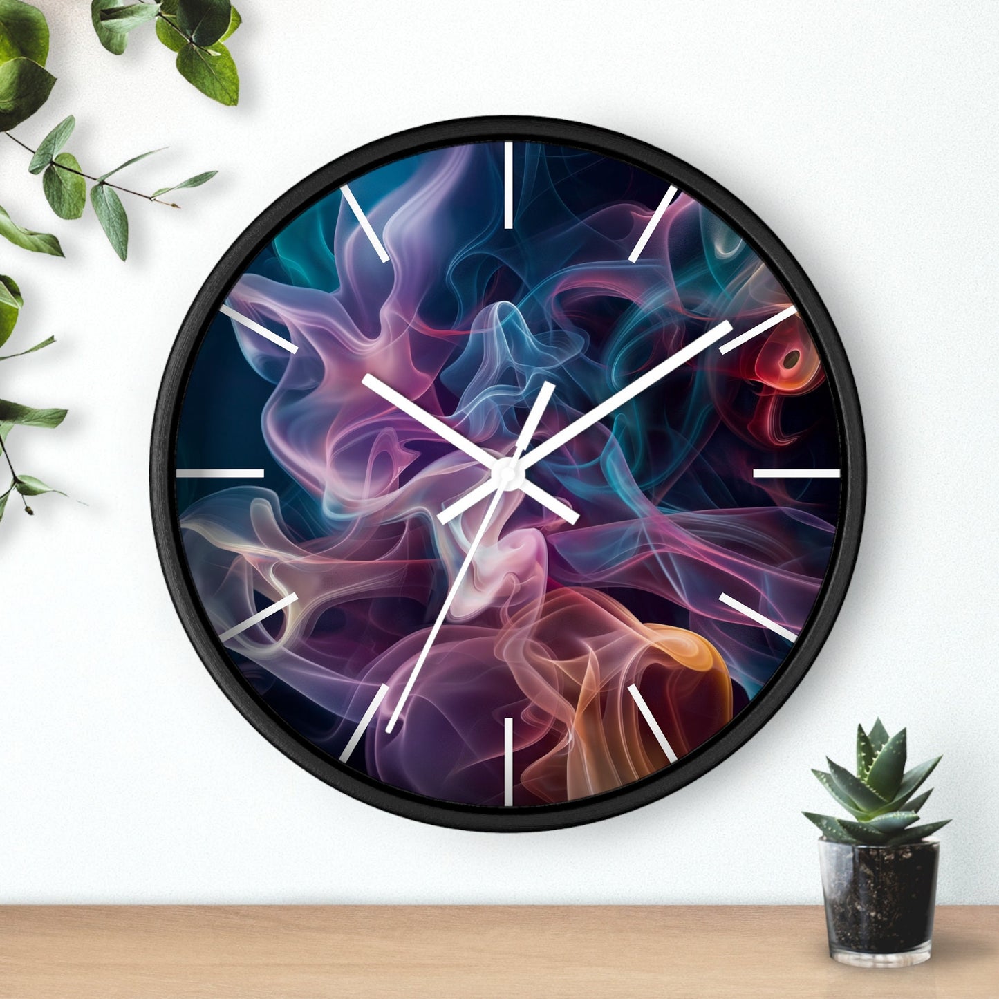 Artistic Golden Wisps and Smoke Wall Clock