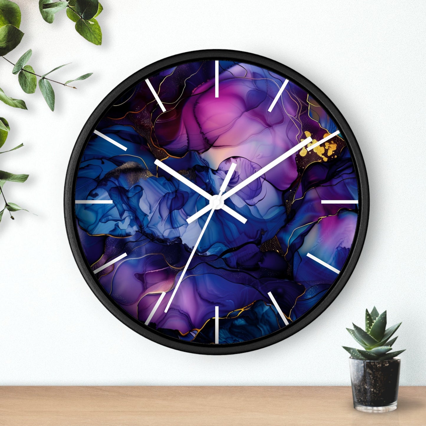 Artistic Golden Wisps and Smoke Wall Clock