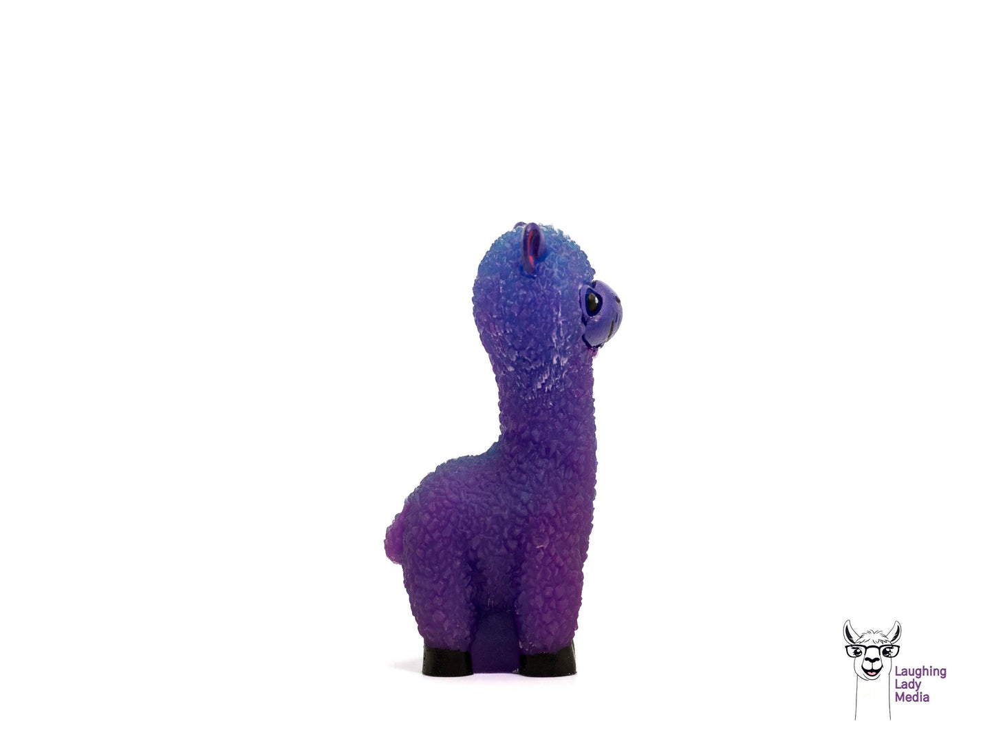 One-of-a-Kind Purple and Blue Alpaca Figurine Handmade Resin Llama Gift