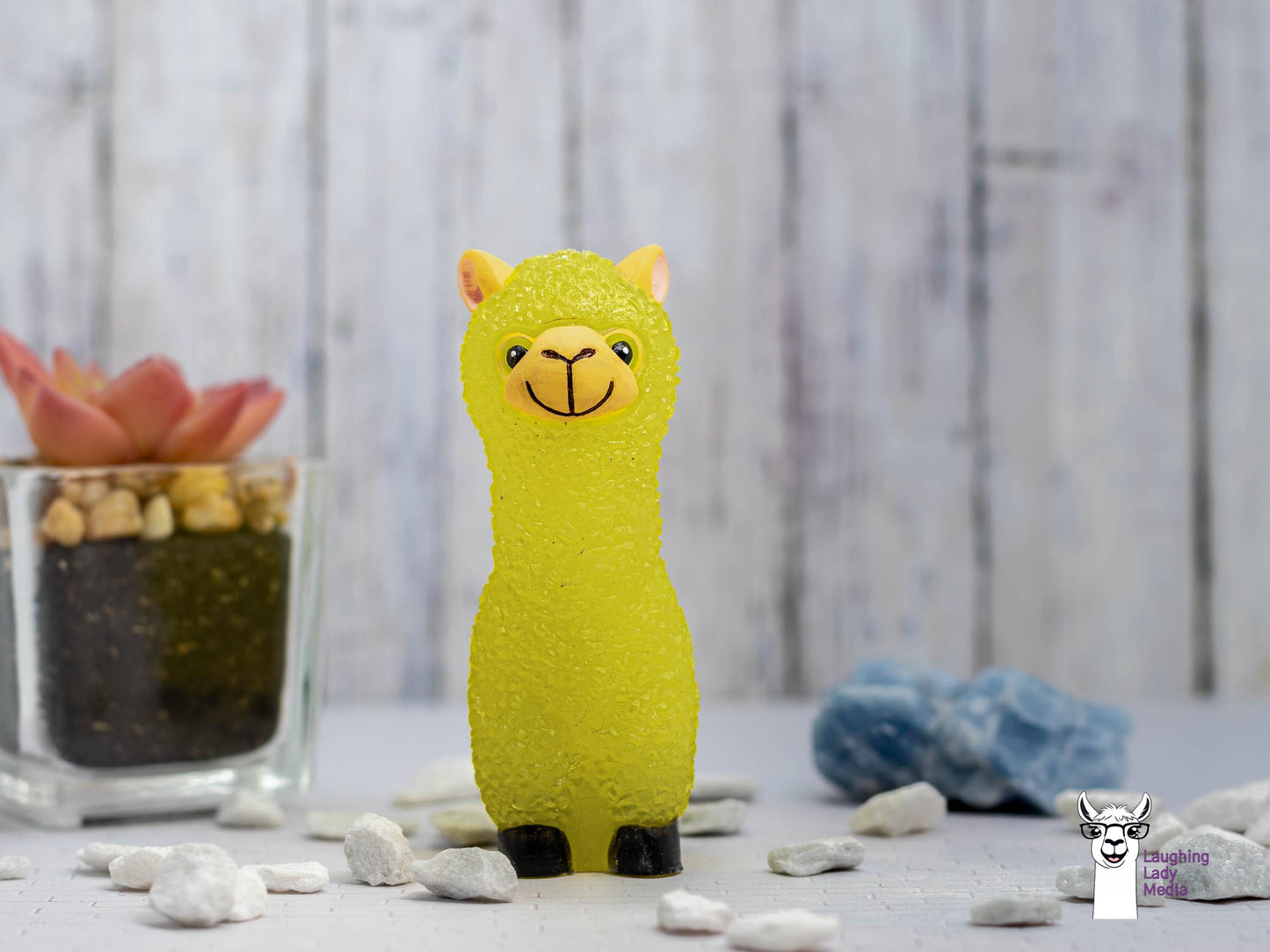 Unique Yellow Resin Llama Handmade and Cute Alpaca Gift