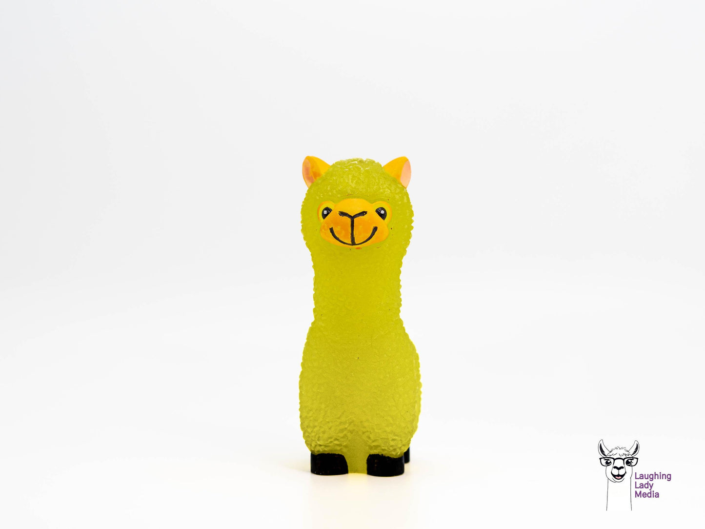 Sunshine Yellow Alpaca Figurine Colorful Hand-Painted Resin Llama