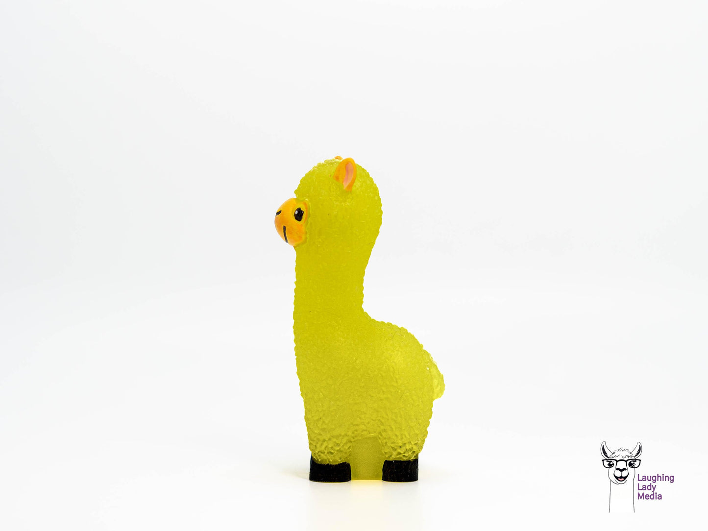 Sunshine Yellow Alpaca Figurine Colorful Hand-Painted Resin Llama