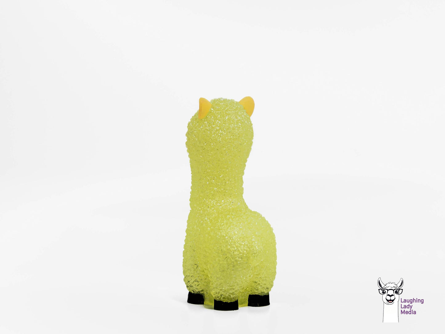 Colorful Resin Alpaca Sunshine Yellow and Glitter Llama Figurine Décor