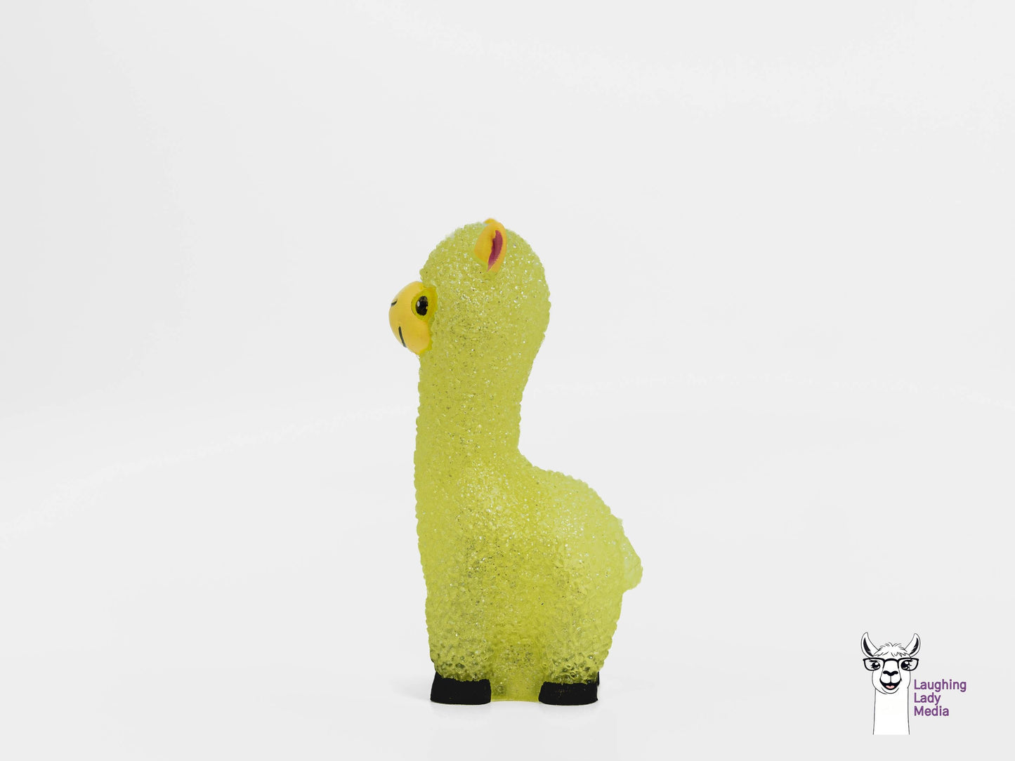 Colorful Resin Alpaca Sunshine Yellow and Glitter Llama Figurine Décor