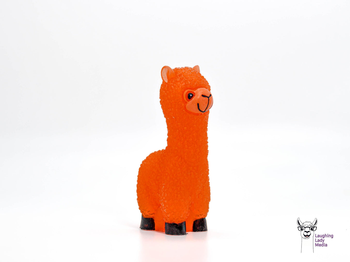 Unique Orange Llama Figurine Hand-Painted Resin Alpaca Gift