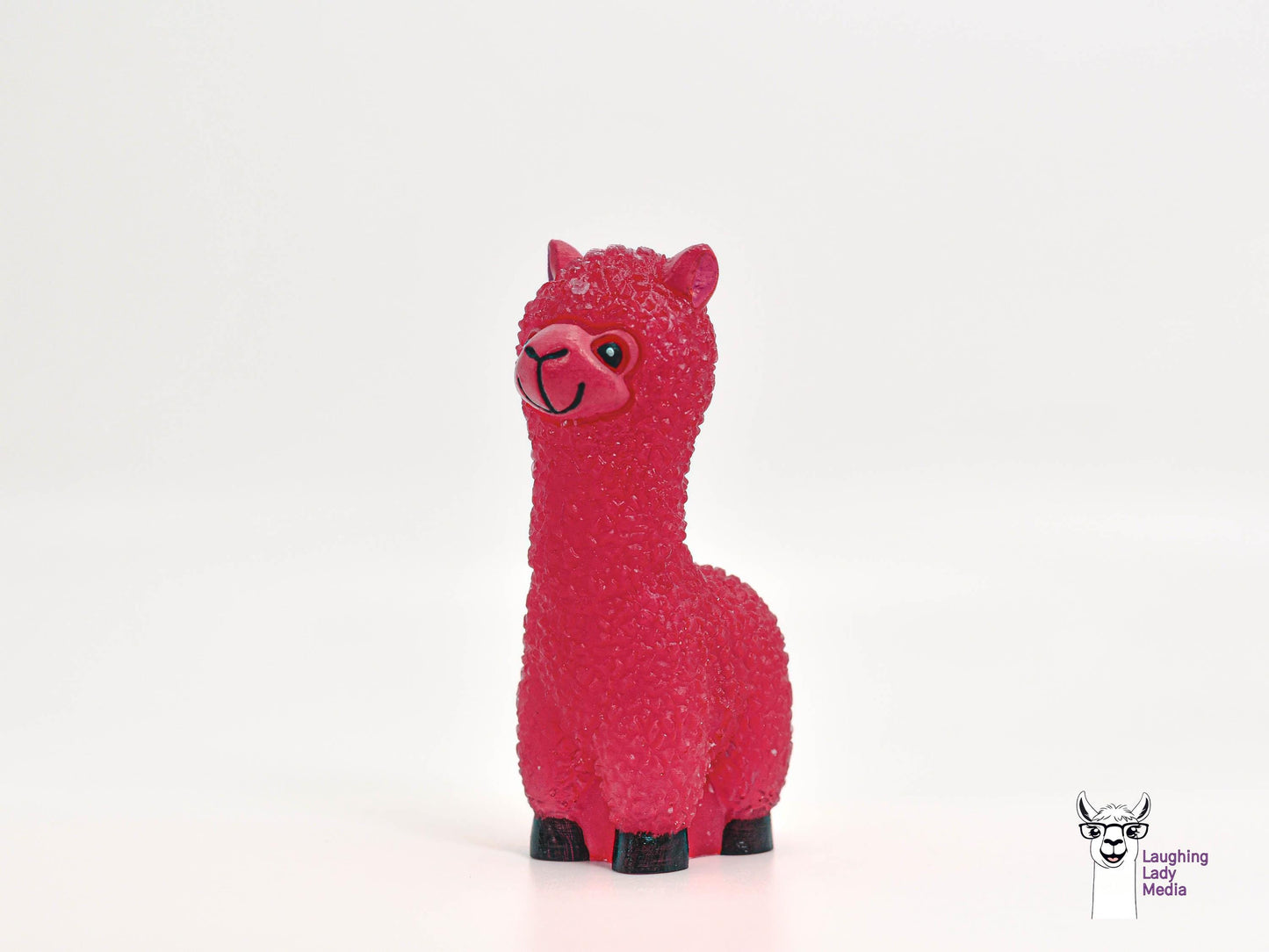 Unique Pink Llama Figurine Hand-Painted Resin Alpaca Gift