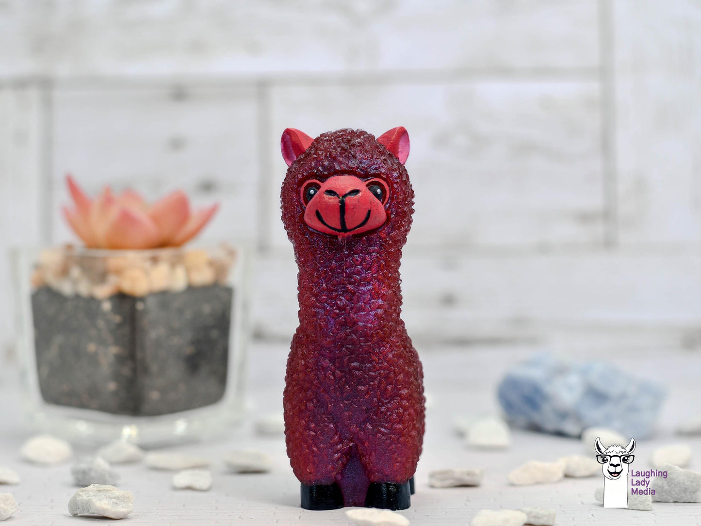 Beautiful Burgundy and Red Resin Alpaca Handmade and Unique Gift