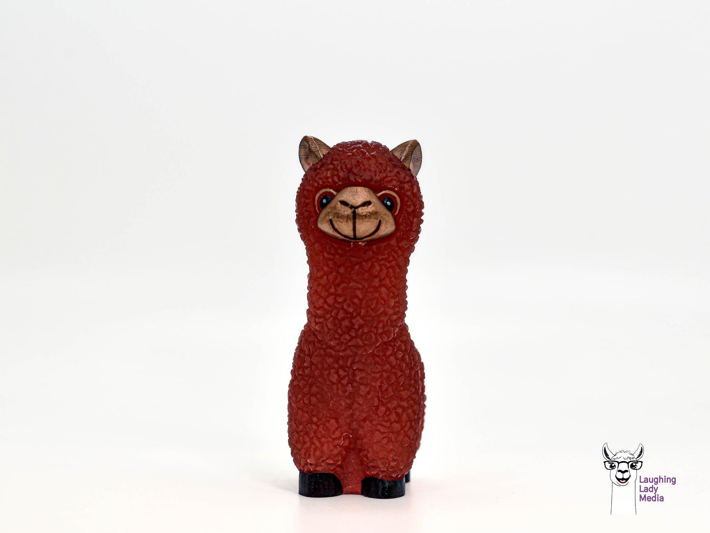 Rustic Red Resin Alpaca Cute Hand-Painted Llama Gift Idea
