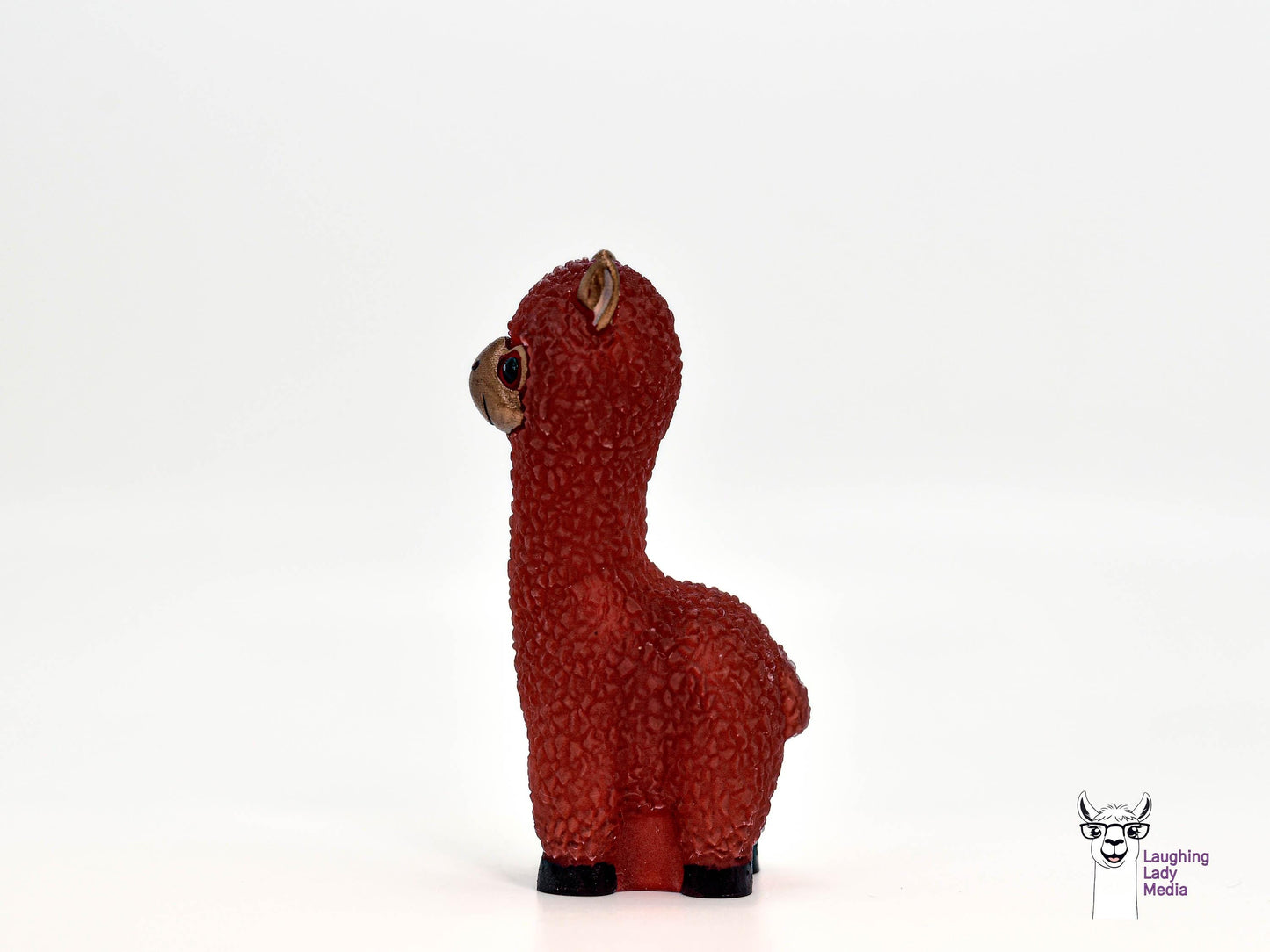 Rustic Red Resin Alpaca Cute Hand-Painted Llama Gift Idea