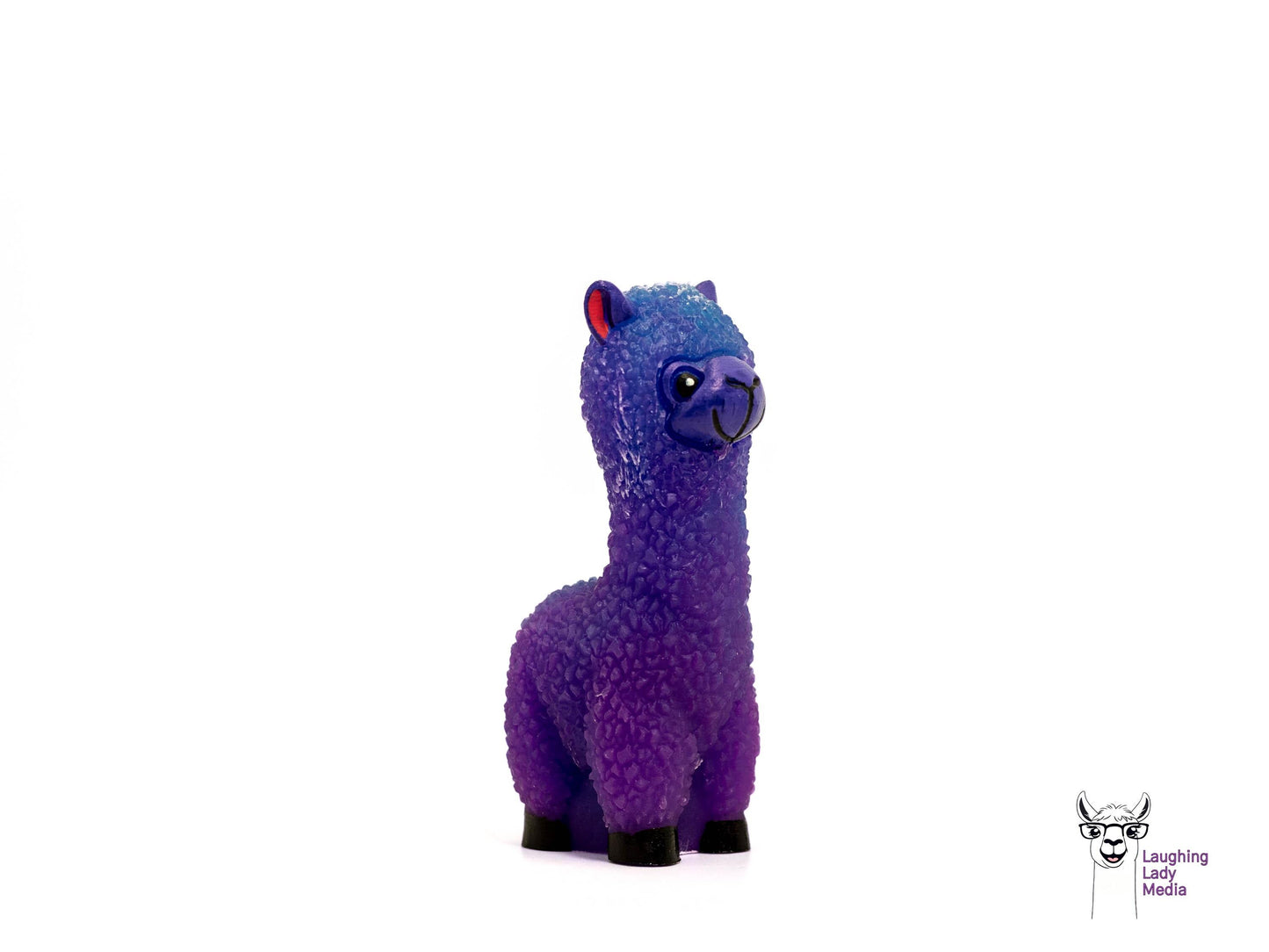 One-of-a-Kind Purple and Blue Alpaca Figurine Handmade Resin Llama Gift
