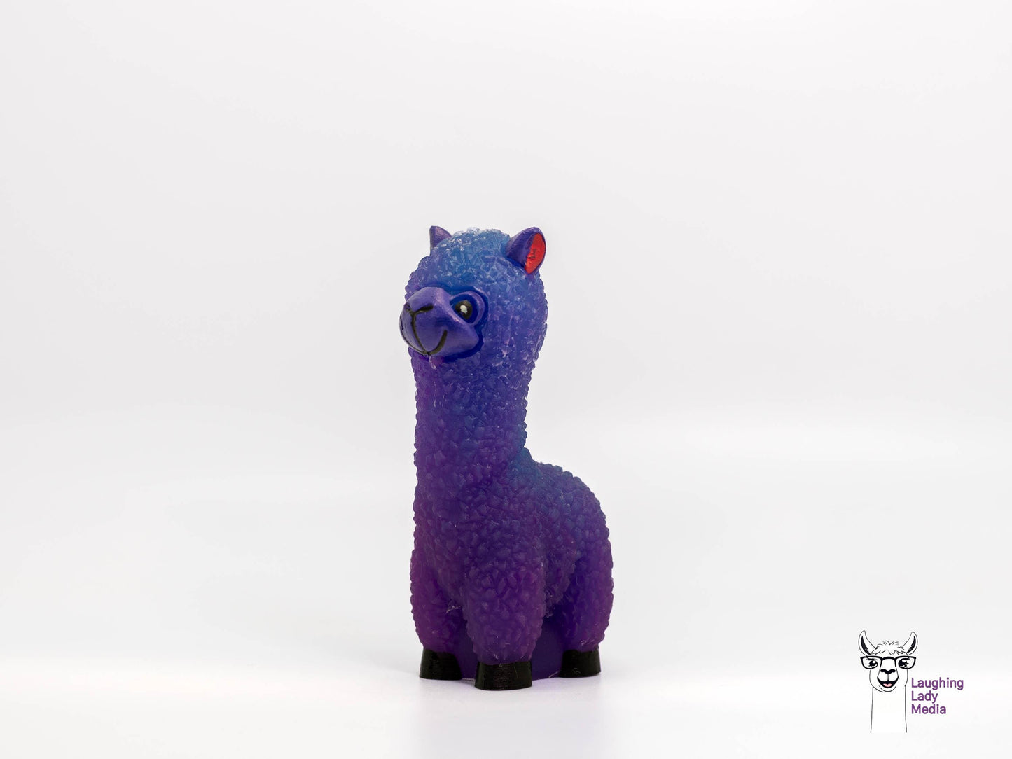 One-of-a-Kind Purple and Blue Alpaca Figurine Handmade Resin Llama Gift