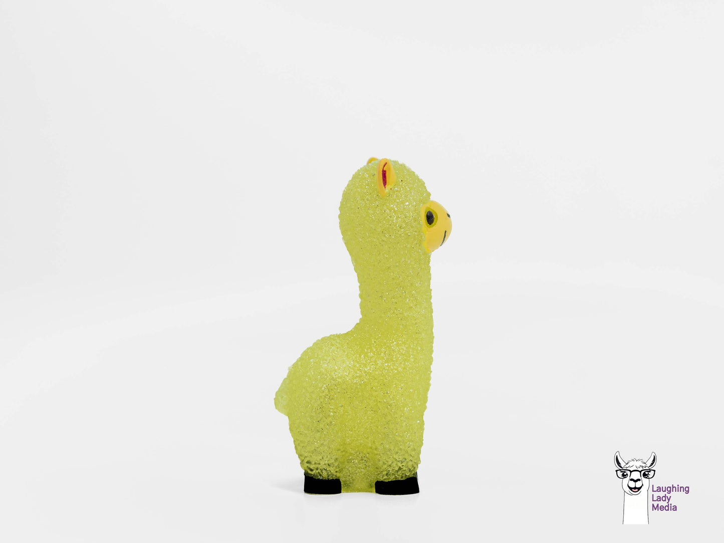 Colorful Resin Alpaca Sunshine Yellow and Glitter Llama Figurine Décor