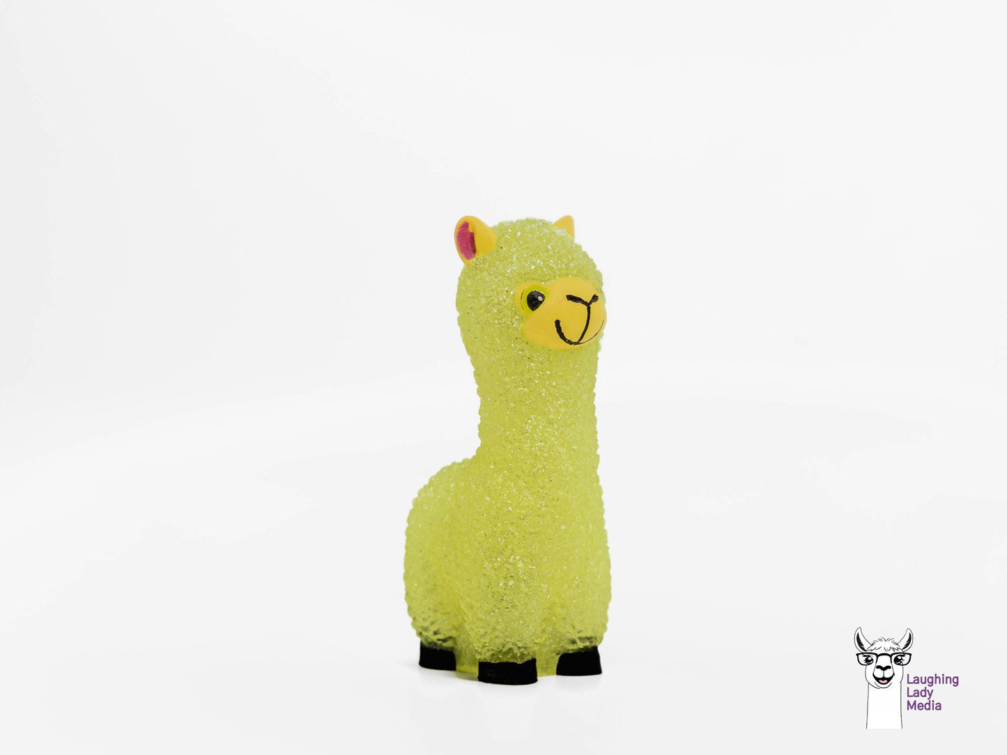 Colorful Resin Alpaca Sunshine Yellow and Glitter Llama Figurine Décor
