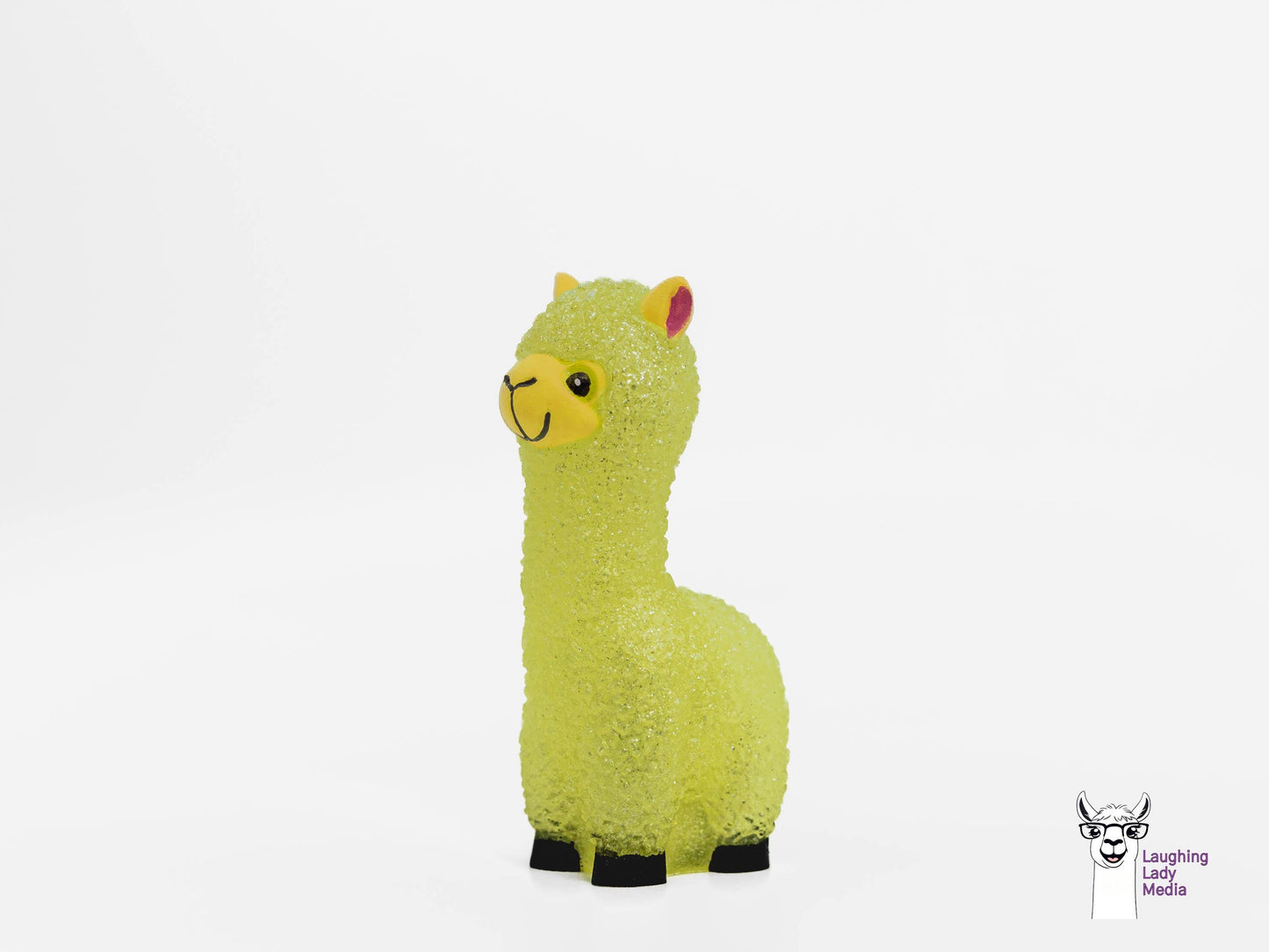 Colorful Resin Alpaca Sunshine Yellow and Glitter Llama Figurine Décor