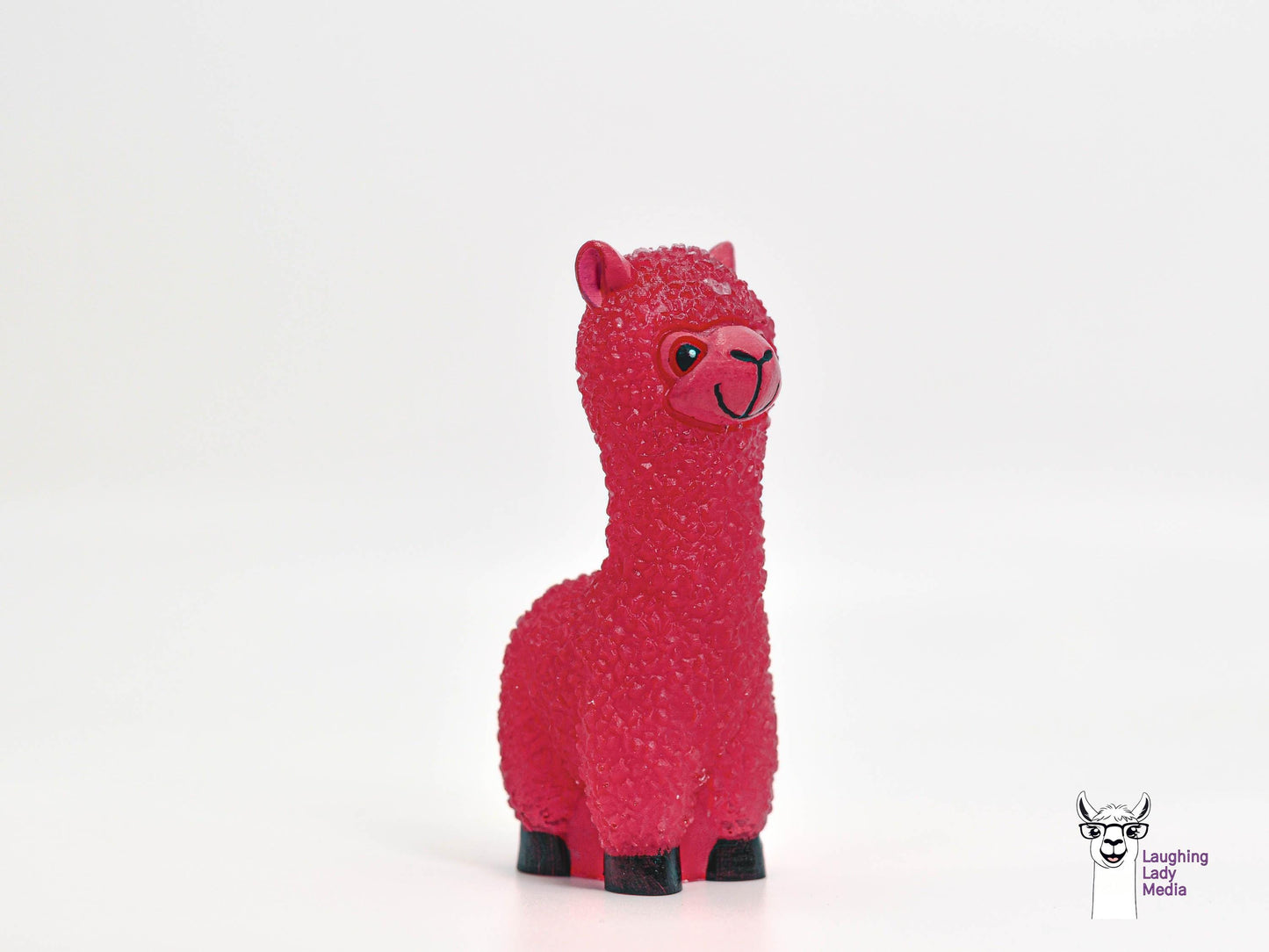 Unique Pink Llama Figurine Hand-Painted Resin Alpaca Gift