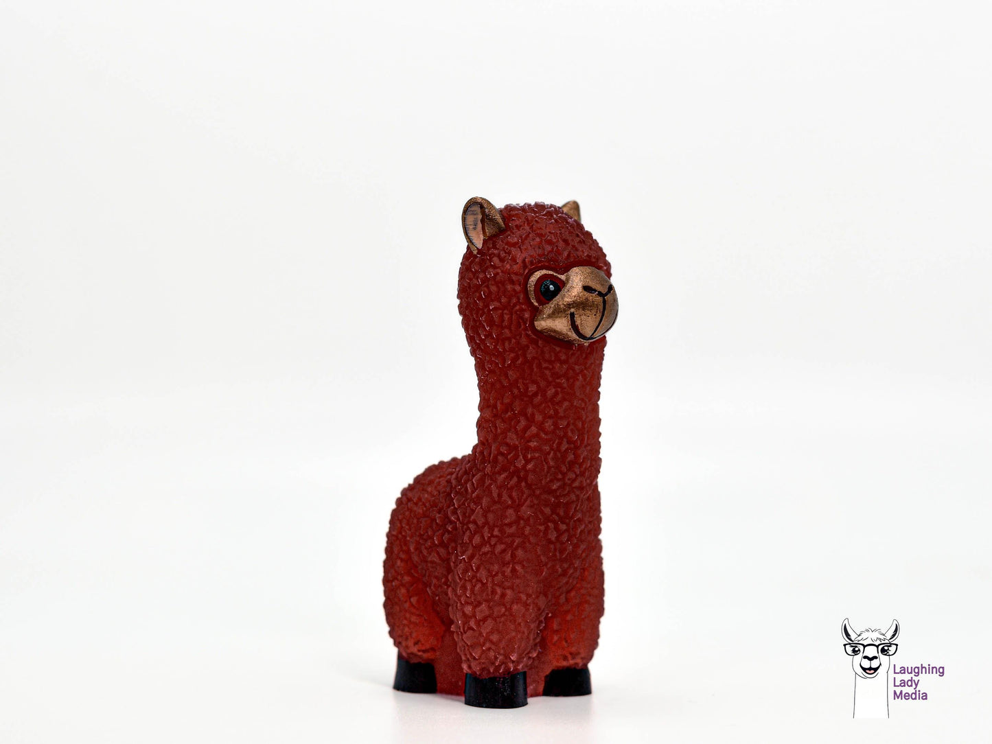 Rustic Red Resin Alpaca Cute Hand-Painted Llama Gift Idea