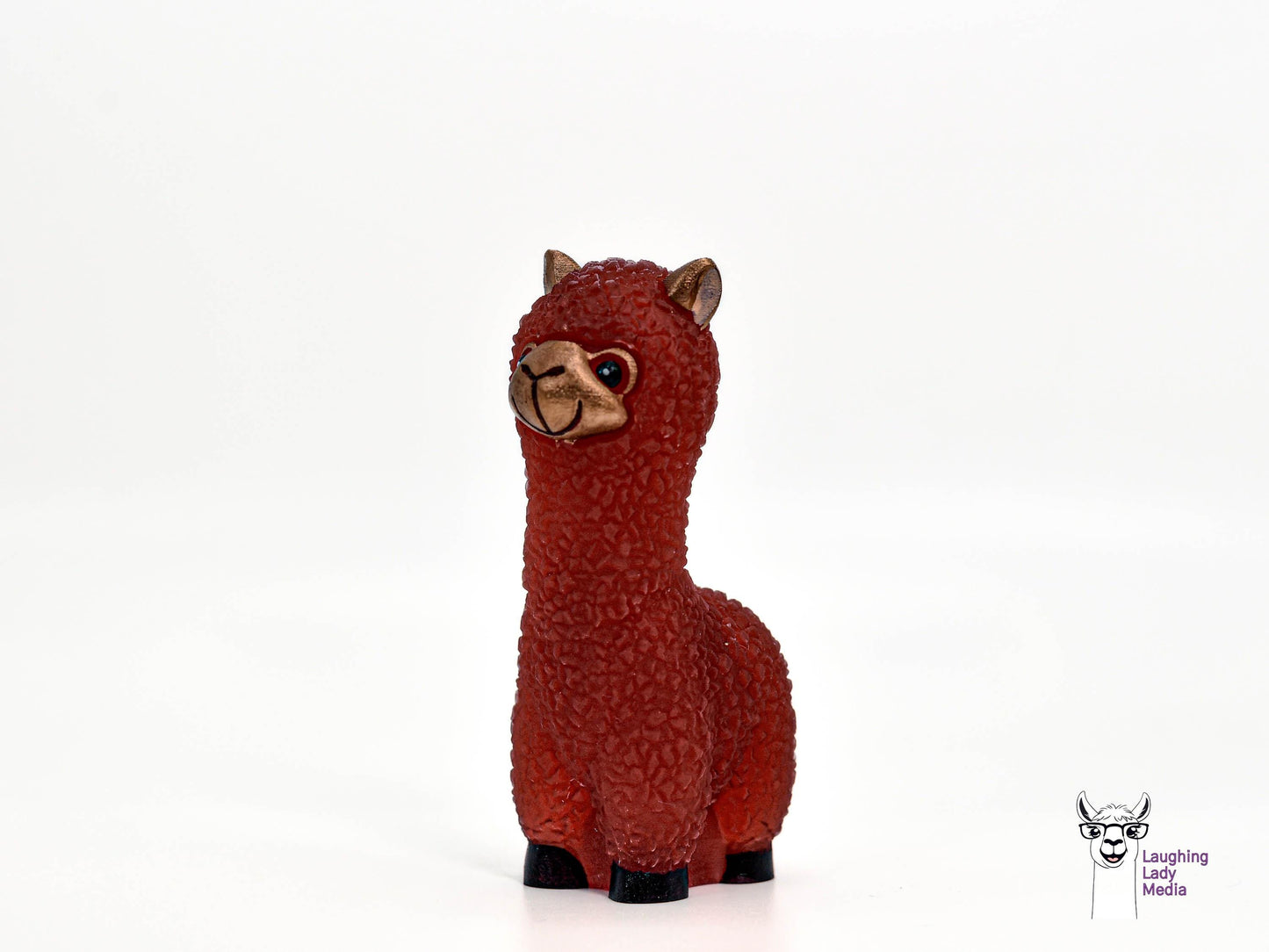Rustic Red Resin Alpaca Cute Hand-Painted Llama Gift Idea