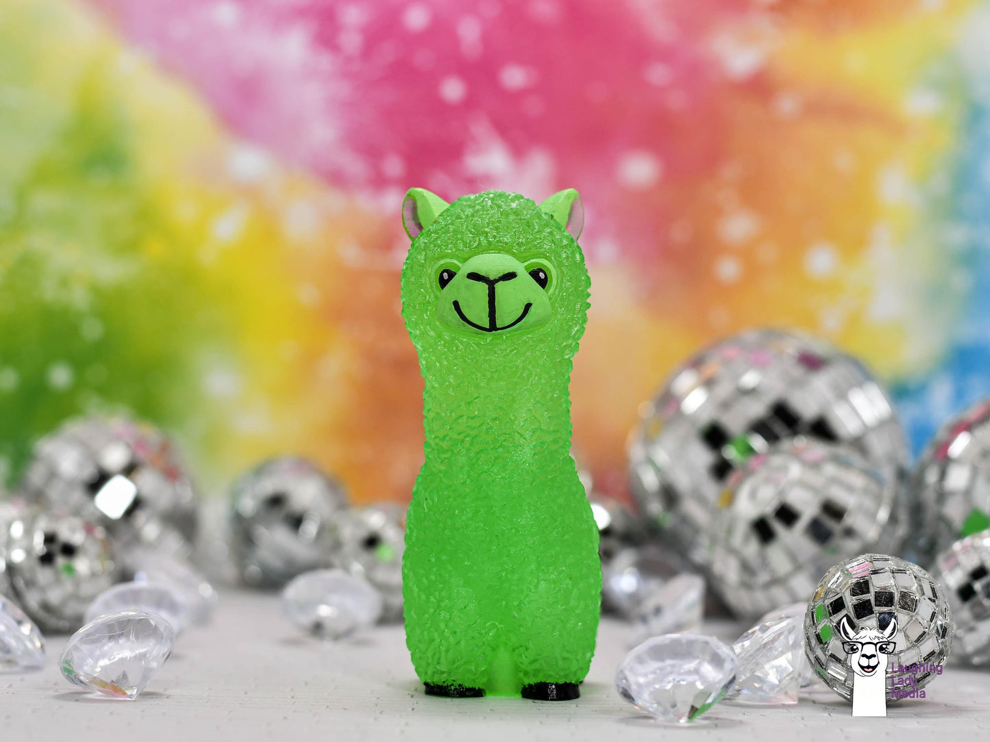 Hand-Painted Green Epoxy Resin Llama Cute and Adorable Alpaca Décor