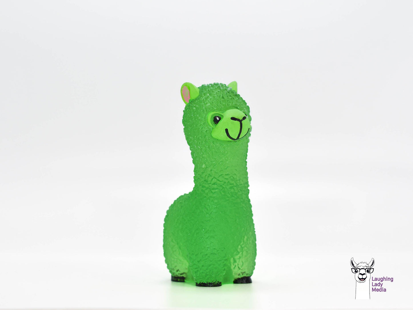 Hand-Painted Green Epoxy Resin Llama Cute and Adorable Alpaca Décor