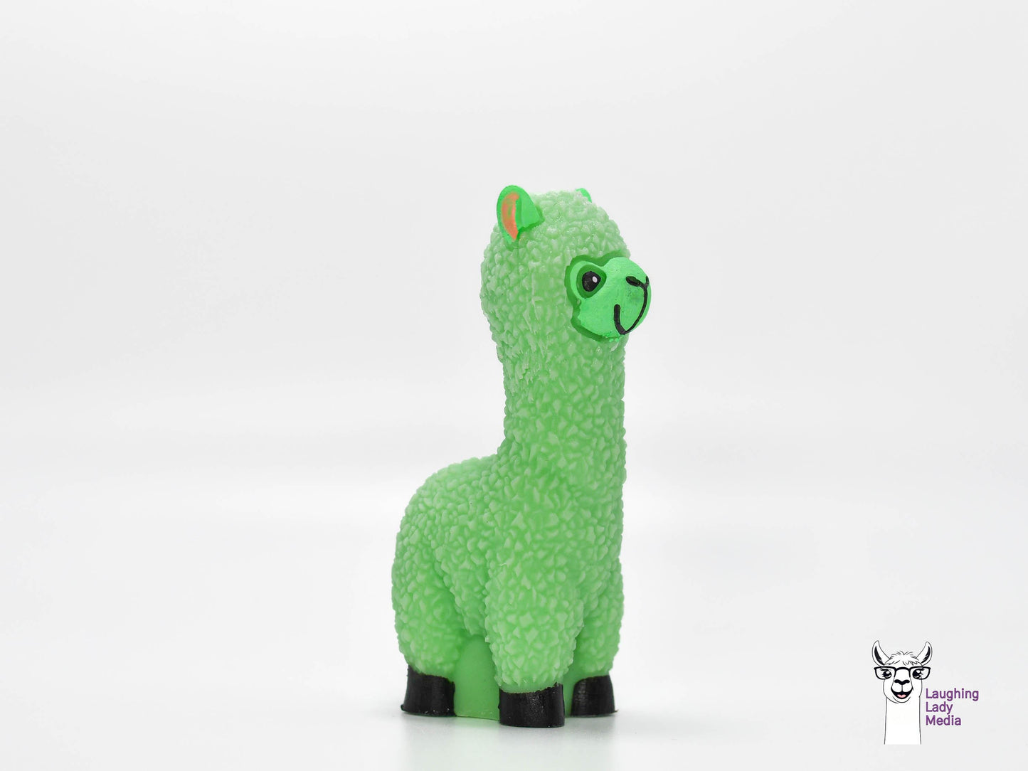 Vivid Lime Green Resin Llama Figurine Handmade Alpaca Gift